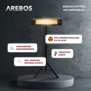 Arebos Heizstrahler Infrarot 2500 W mit Stativ, Höhenverstellbar, fließend regulierbar
