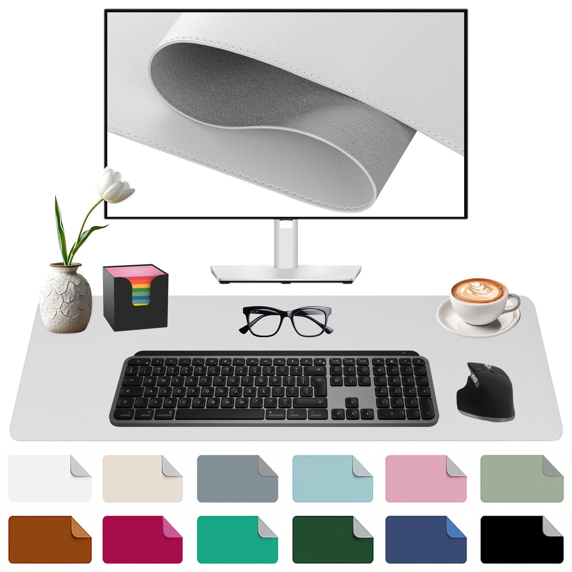 Midori Schreibtischunterlage, (Midori Schreibtischunterlage 60x35cm Mauspad Tischunterlage Weiß)