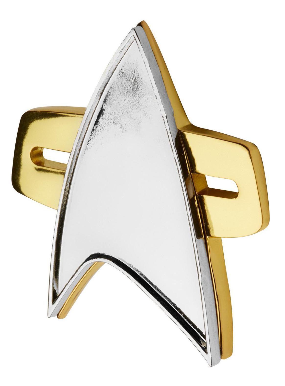 Smiffys Kostüm Star Trek Voyager Kommunikator, Metallenes Sternenflotten-Emblem im Voyager-Design