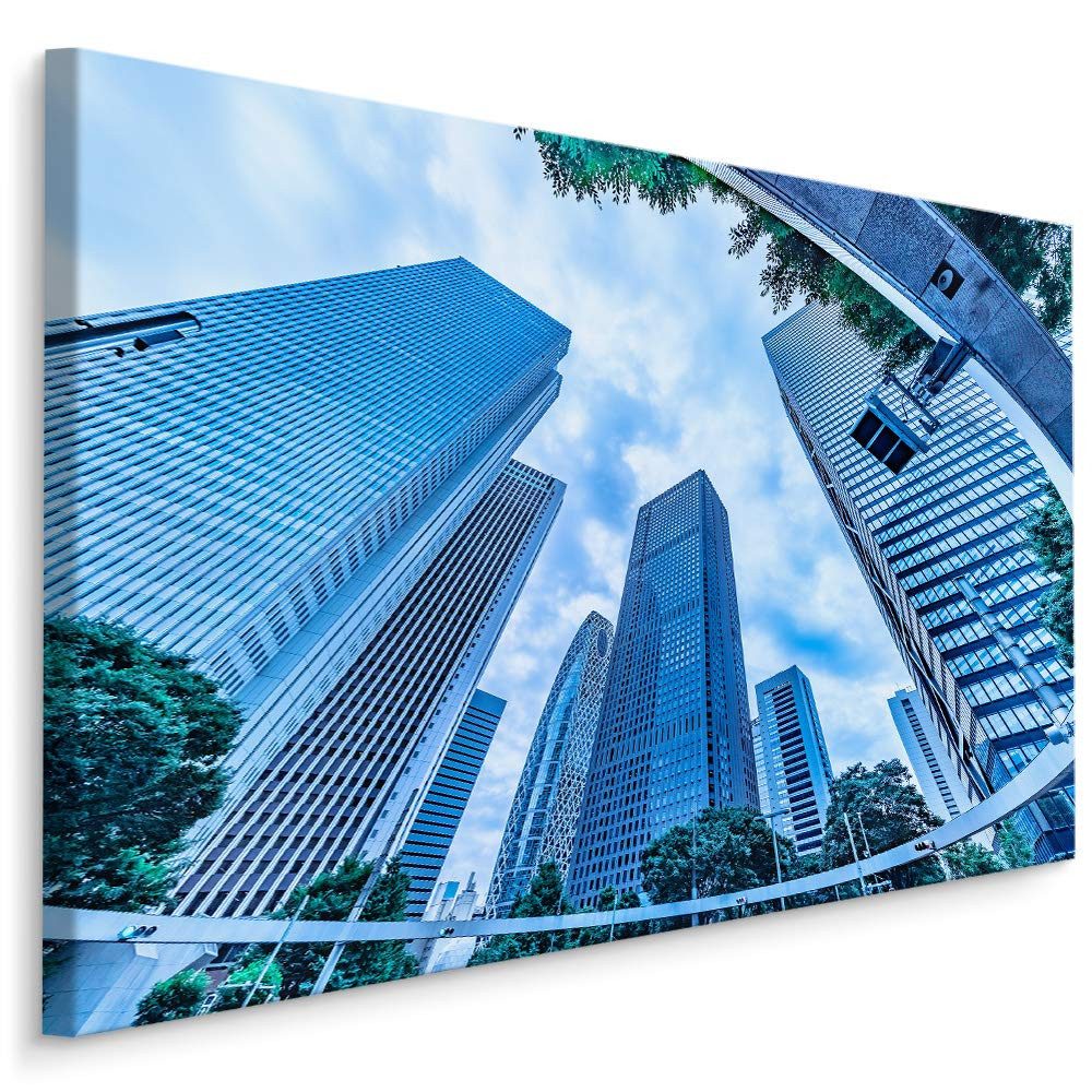Muralo Leinwandbild Architektur – Leinwandbild Wandbild Kunstdruck Wohnzimmer, Gebäude (1 St), Stadt – Gebäude – Panorama, 30 x 20 cm, aufhängefertig