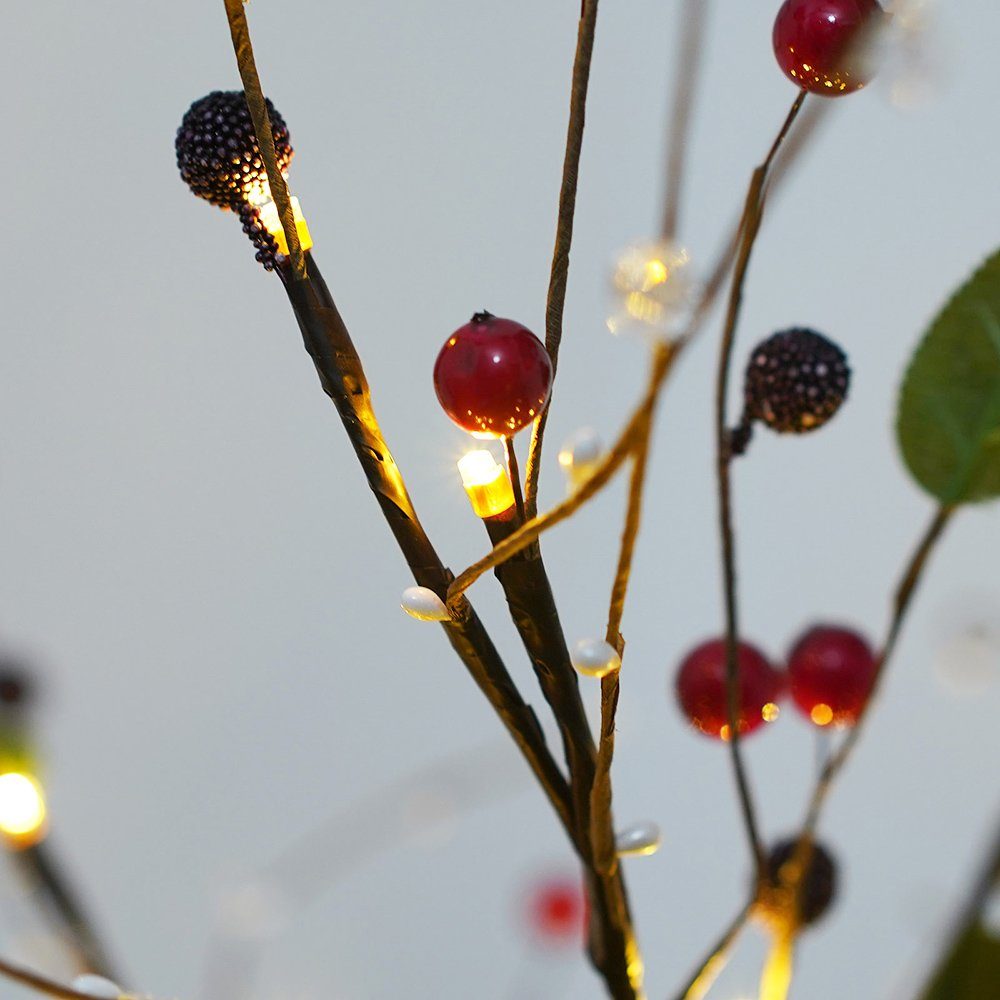 Rosnek LED Baum Warmweiß, Bonsai-Baum Warmweiß, Haus DIY Perlen Festival batteriebetrieben, LED Tischleuchte Hochzeit Baumlampe, Deko, für Rote