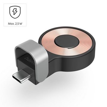 Hama Kabelloses Ladegerät für Apple Watch, mit USB-C Anschluss USB-Ladegerät (1-tlg., Wireless Charger, Magnetische Ausrichtung, Schnellladegerät)