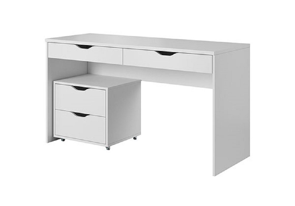 Schreibtisch Rollcontainer Feldmann-Wohnen wählbar Farbe und Ausführung MATI (PC-Tisch, mit weiß Computertisch),