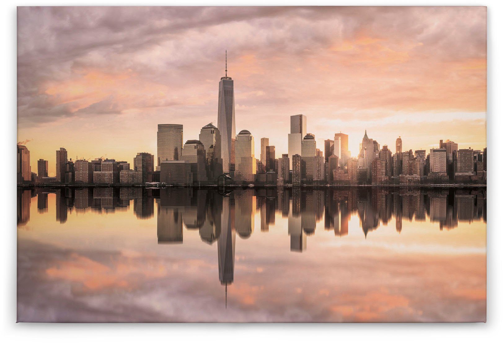 orange, Skyline Création grau, Leinwandbild (1 York Skyline Keilrahmen St), Bild gelb Großstadt A.S. NY, New