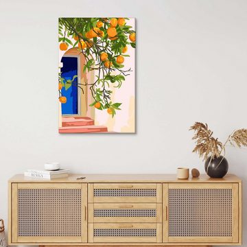 Posterlounge Leinwandbild 83 Oranges, Der Orangenbaum vor der Tür, Illustration