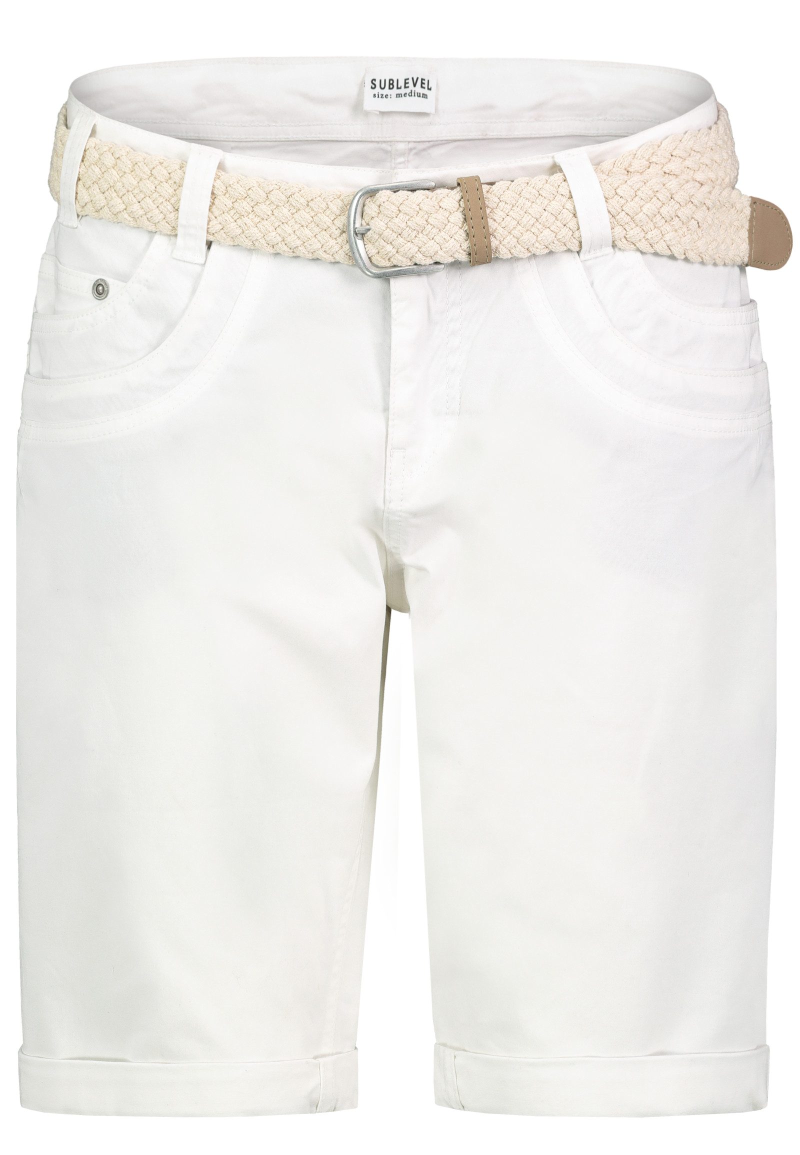 SUBLEVEL Shorts Damen Bermudas kurze Hose Baumwolle Jeans Sommer Chino Stoff