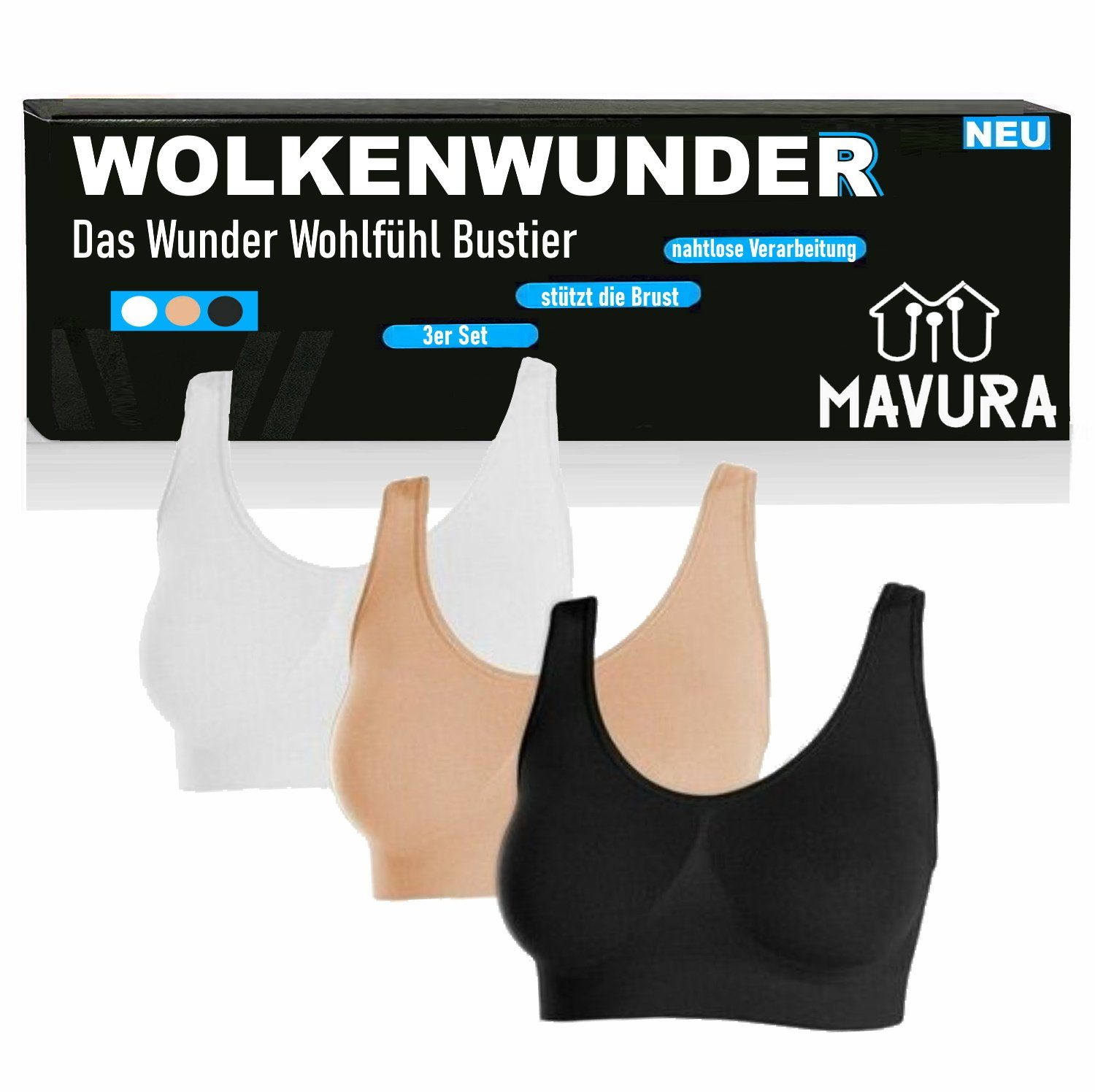 Bustier WOLKENWUNDER Das Wunder Wohlfühl Bustier - nahtloser Damen BH Ersatz
