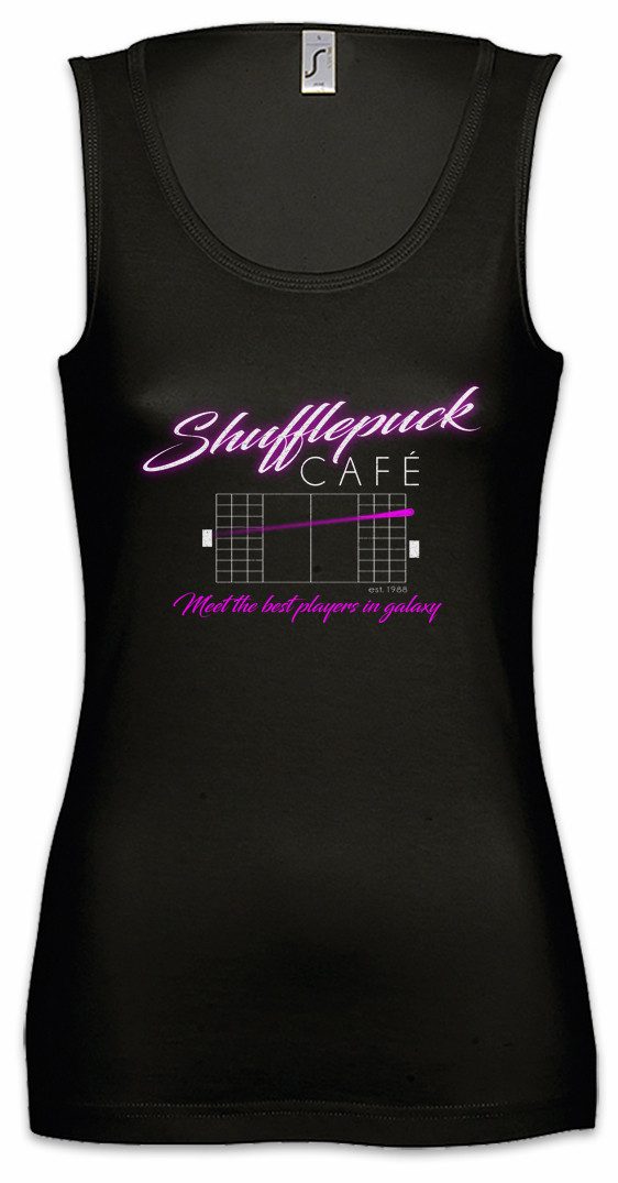 Tanktop Puck Cafe Ärmelloses Damen T-Shirt Shufflepuck Logo Symbol Sign Café