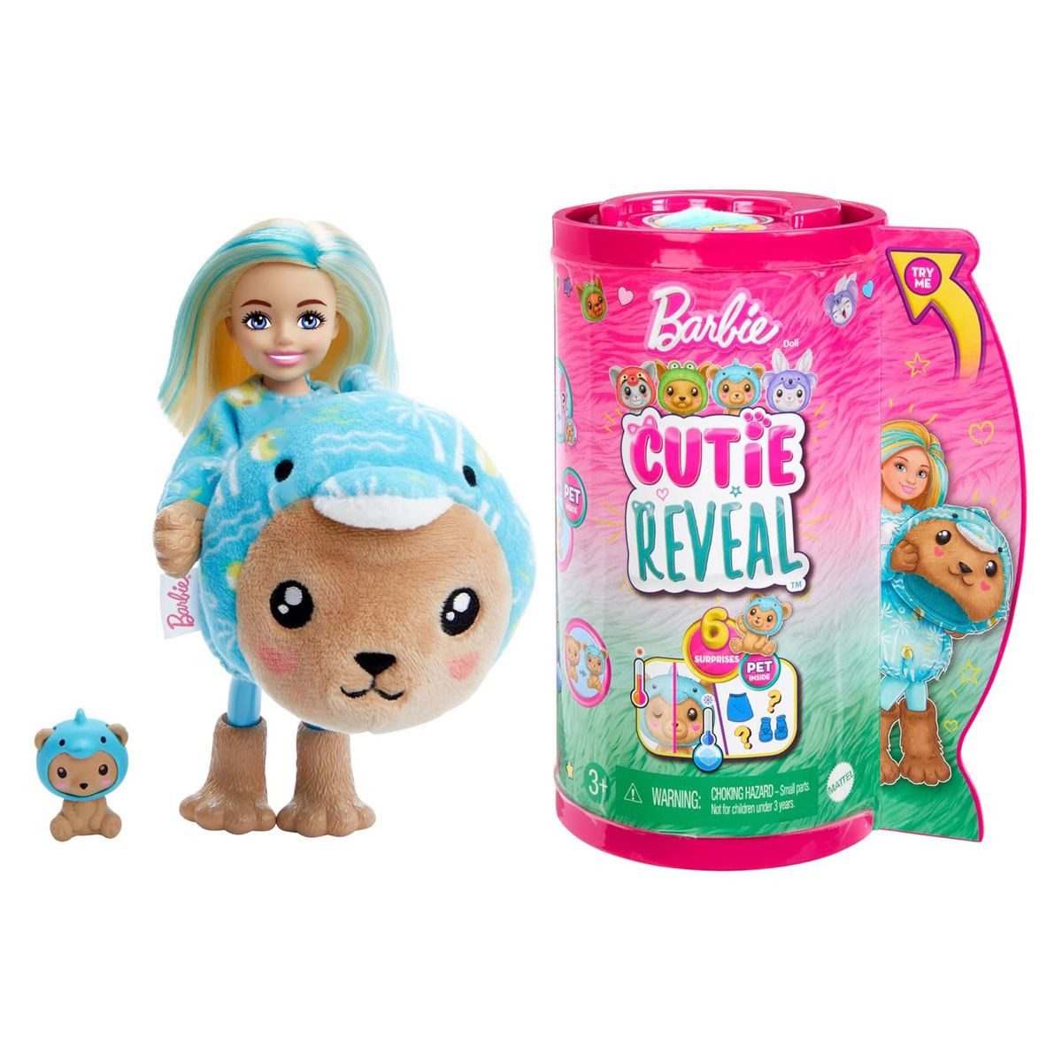 Mattel® Stehpuppe Mattel HRK30 - Barbie - Cutie Reveal - Chelsea-Puppen – Teddy/Delfin