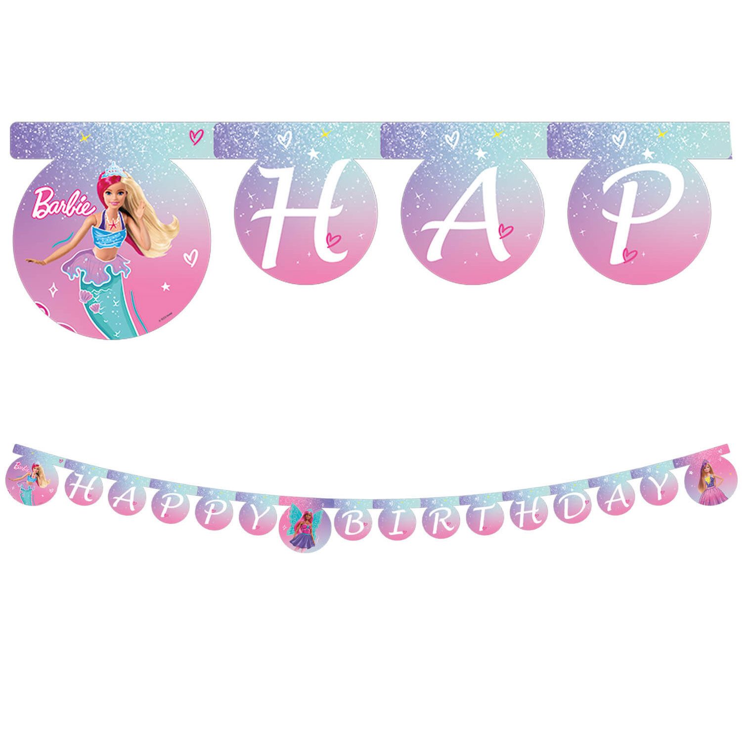 Procos Girlande Banner Happy Birthday Barbie Fantasy, FSC