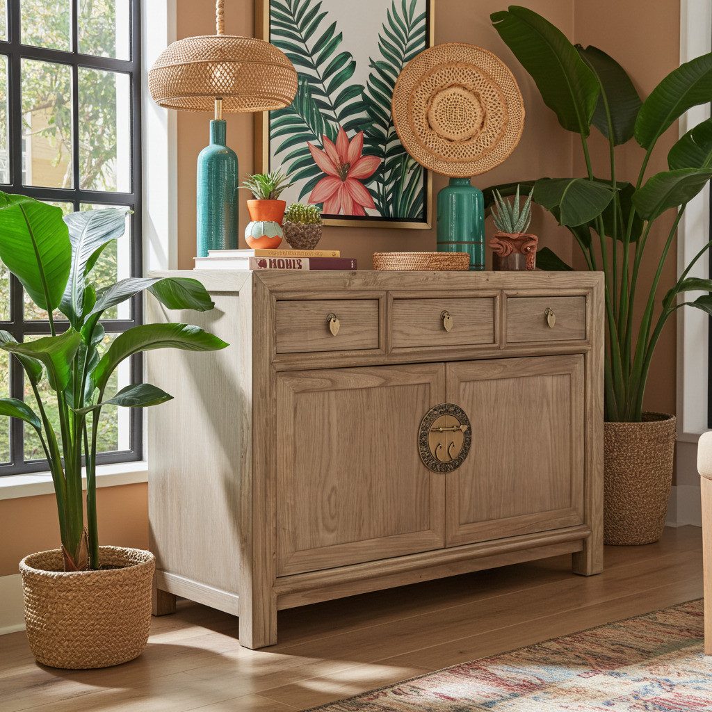 OPIUM OUTLET Kommode Sideboard Schrank Asia Möbel (BxTxH: 117x40x85 cm, Hochzeitsschrank Büffet Anrichte), chinesisch asiatisch orientalisch vintage komplett montiert