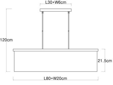 meineWunschleuchte LED Pendelleuchte, LED wechselbar, warmweiß, mit Holz Stoff-lampe hängend übern Esstisch & Kücheninsel, Breite 80cm