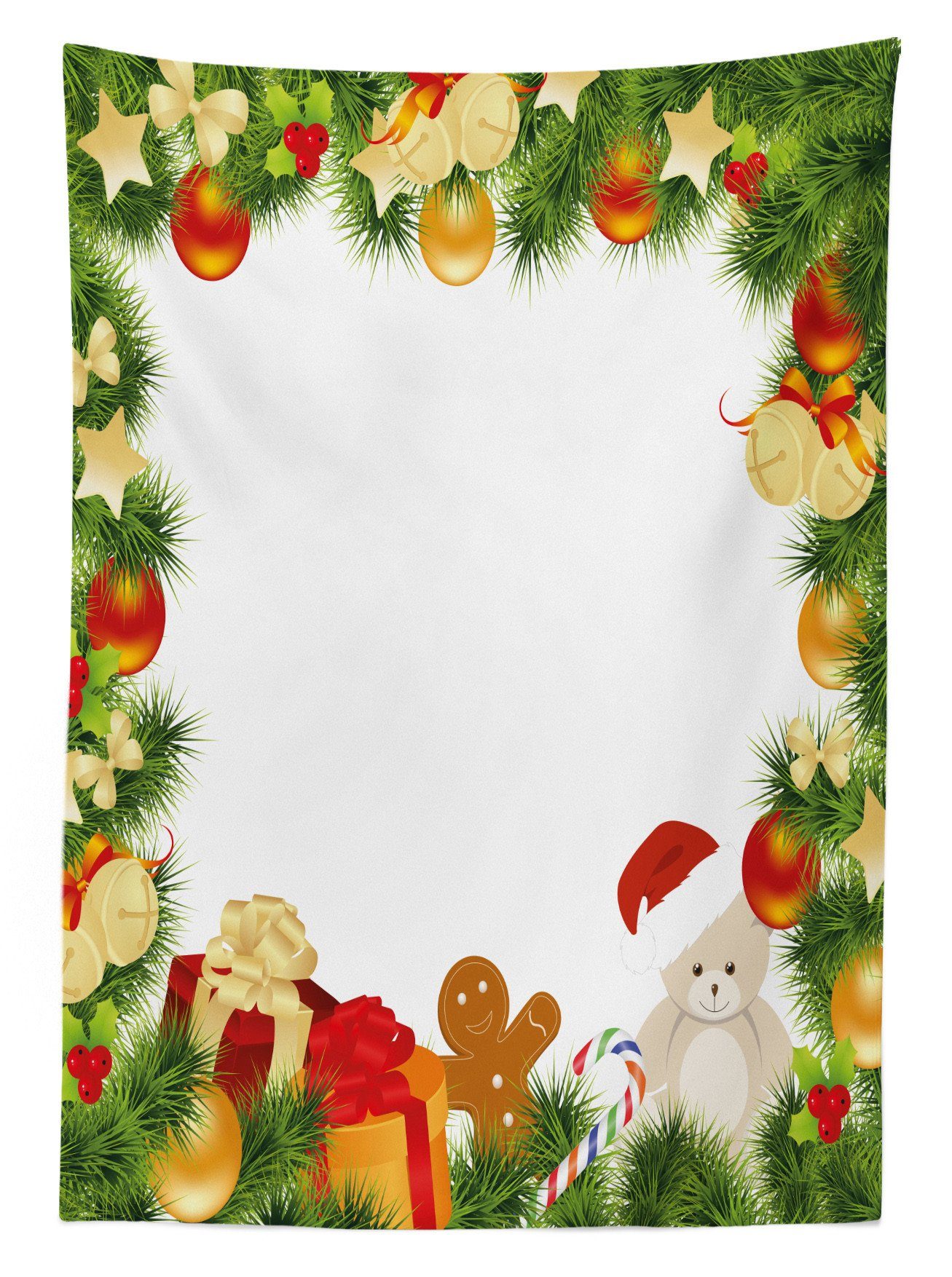 Farbfest den Tree Außen Farben, geeignet Abakuhaus Waschbar Tischdecke Bereich Klare Für Garland Weihnachten Bear