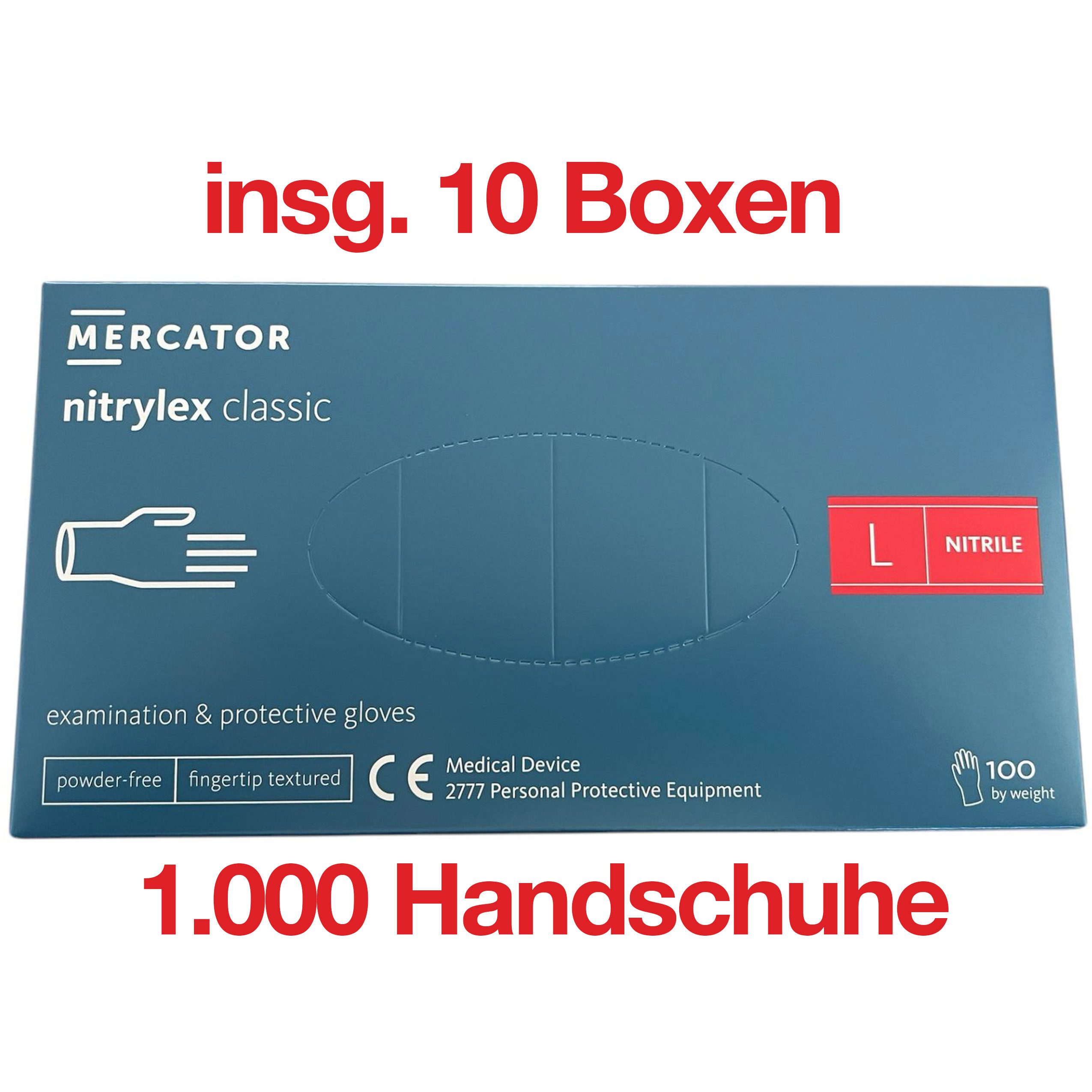 MERCATOR MEDICAL Nitril-Handschuhe Nitril Перчатки nitrylex classic blau L (100er Box) - 10 Bo