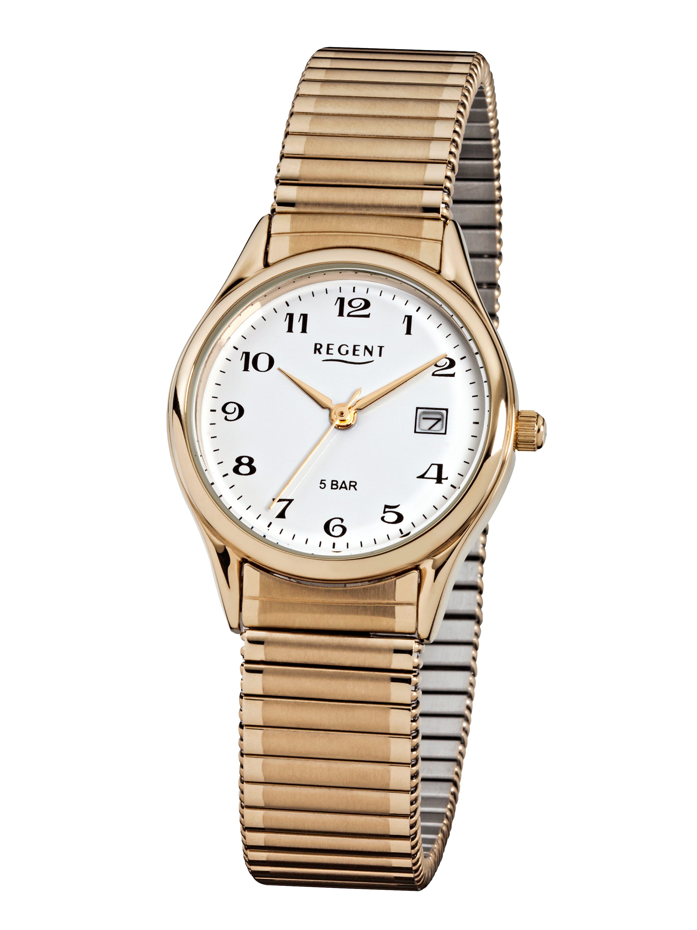 Regent Quarzuhr F-894 - 7550.45.99, Armbanduhr, Damenuhr, Edelstahlarmband, analog, Tag