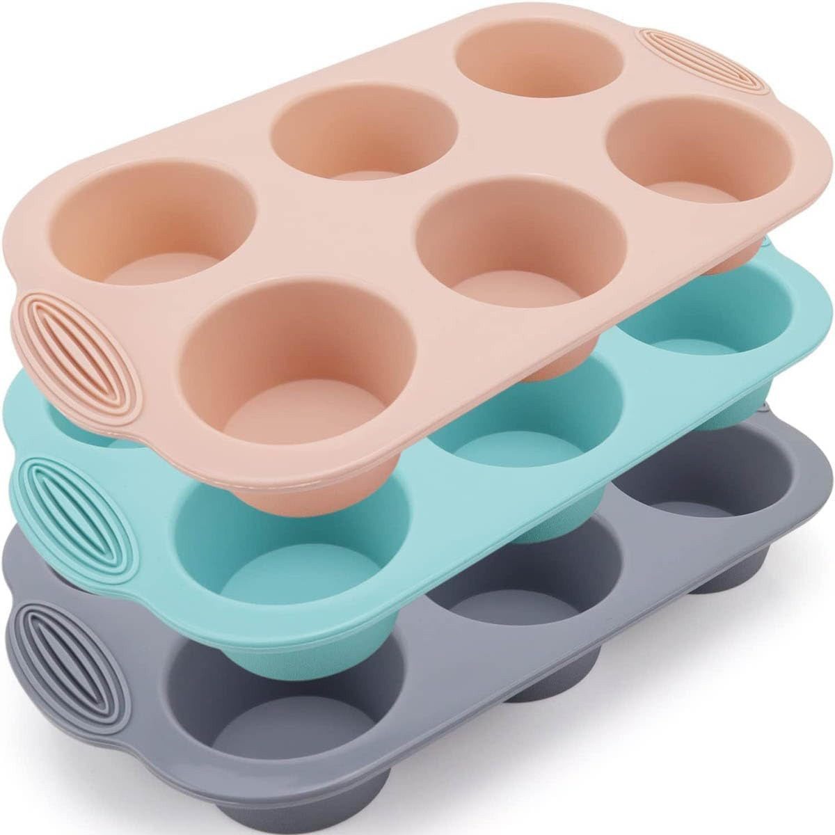 FELIXLEO Silikonform 3 Stück Silikon Muffinblech Muffinform Cupcake Backform, (1-tlg)