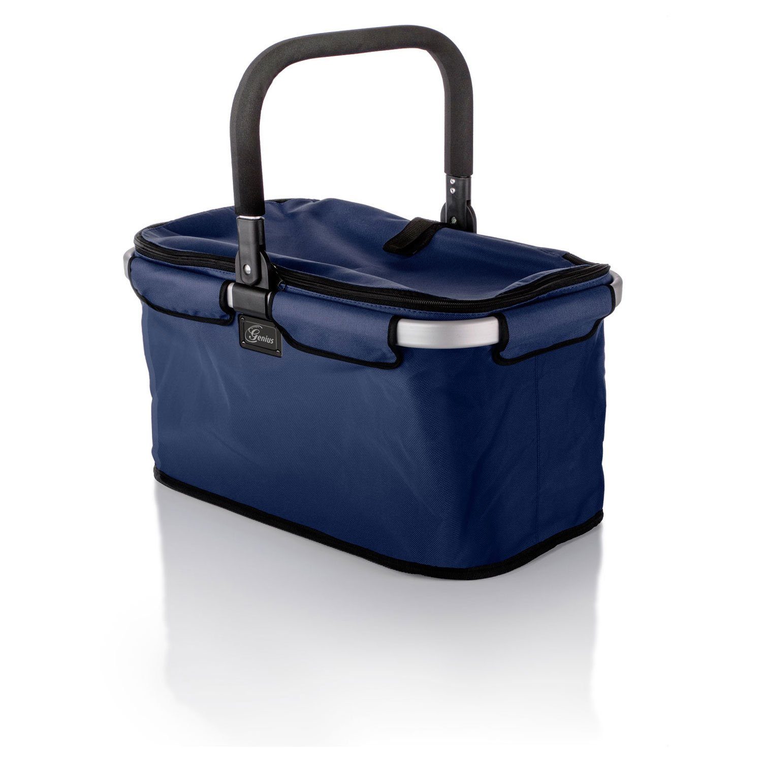 Genius Einkaufskorb Falko Picknickkorb Tragekorb 48 x 28 x 27 cm, für Outdoor Reise Ausflug Shopping mit Deckel