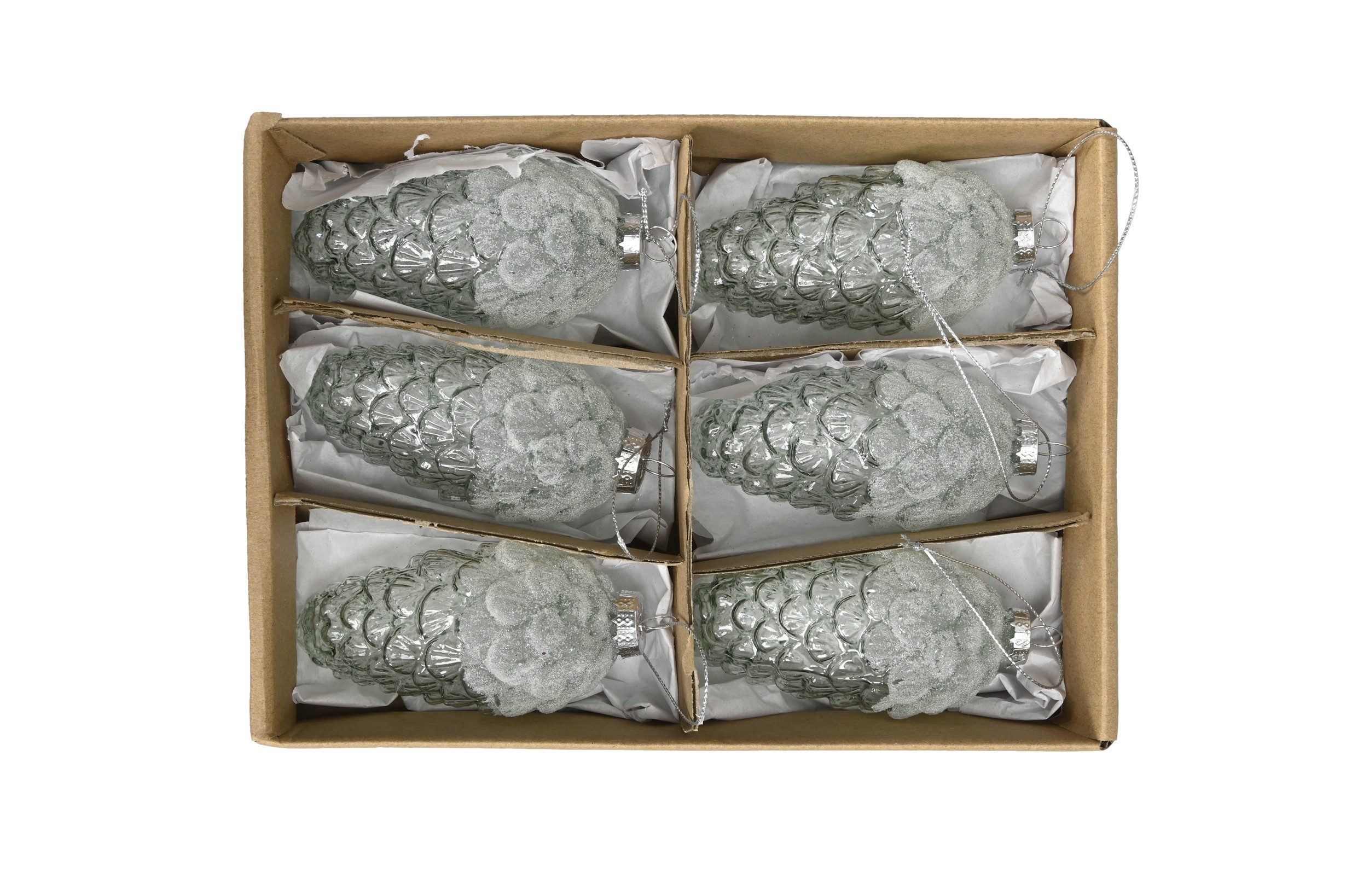 finehomegarden Weihnachtsbaumkugel Baumkugeln Zapfen Ø5x11cm Box/6Stück 2fach sort. grün matt (6 St), Weihnachten Christbaumkugel Аксессуары для дома Glaskugeln