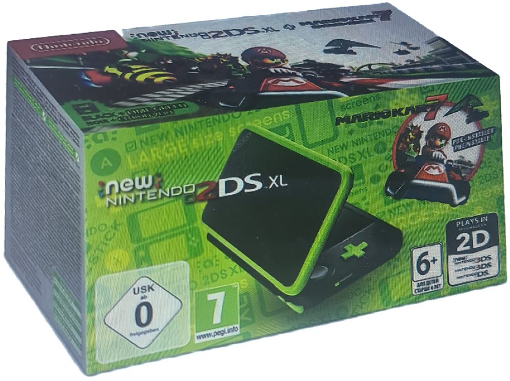 Nintendo New 2DS XL Konsole Schwarz - Apfelgrün inkl. Mario Kart 7