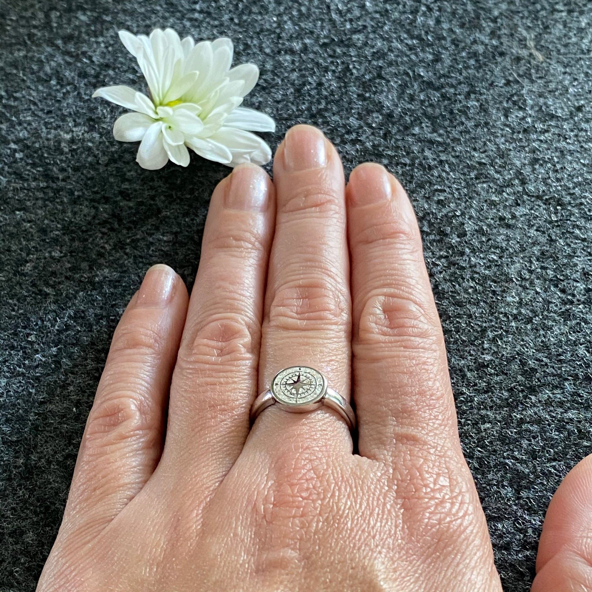 DUR Fingerring DUR Schmuck: Ring "Kompass" mit Strandsand R5157