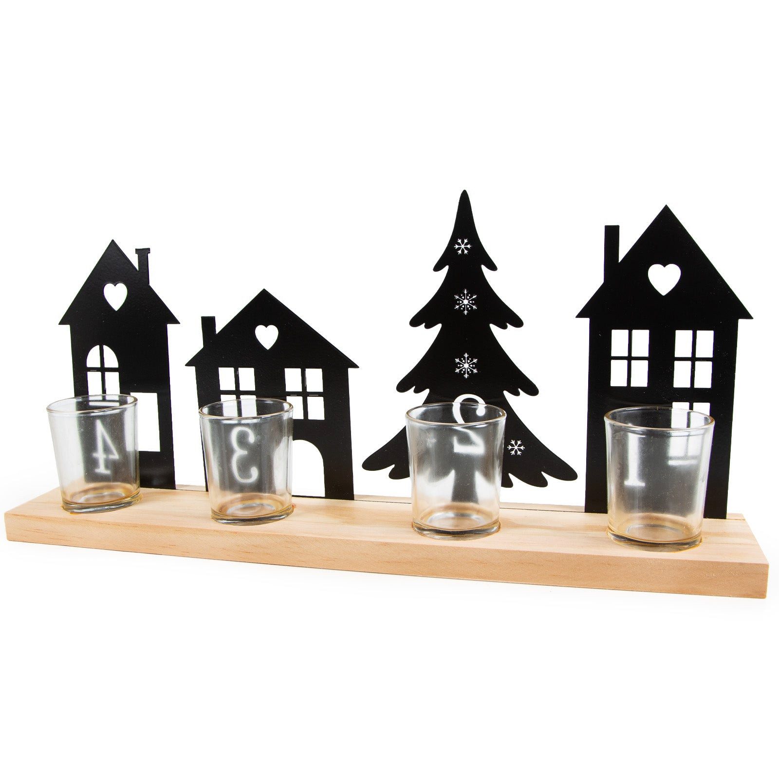 Logbuch-Verlag Dekofigur Adventskranz Kerzenhalter aus Holz und Metall in S günstig online kaufen