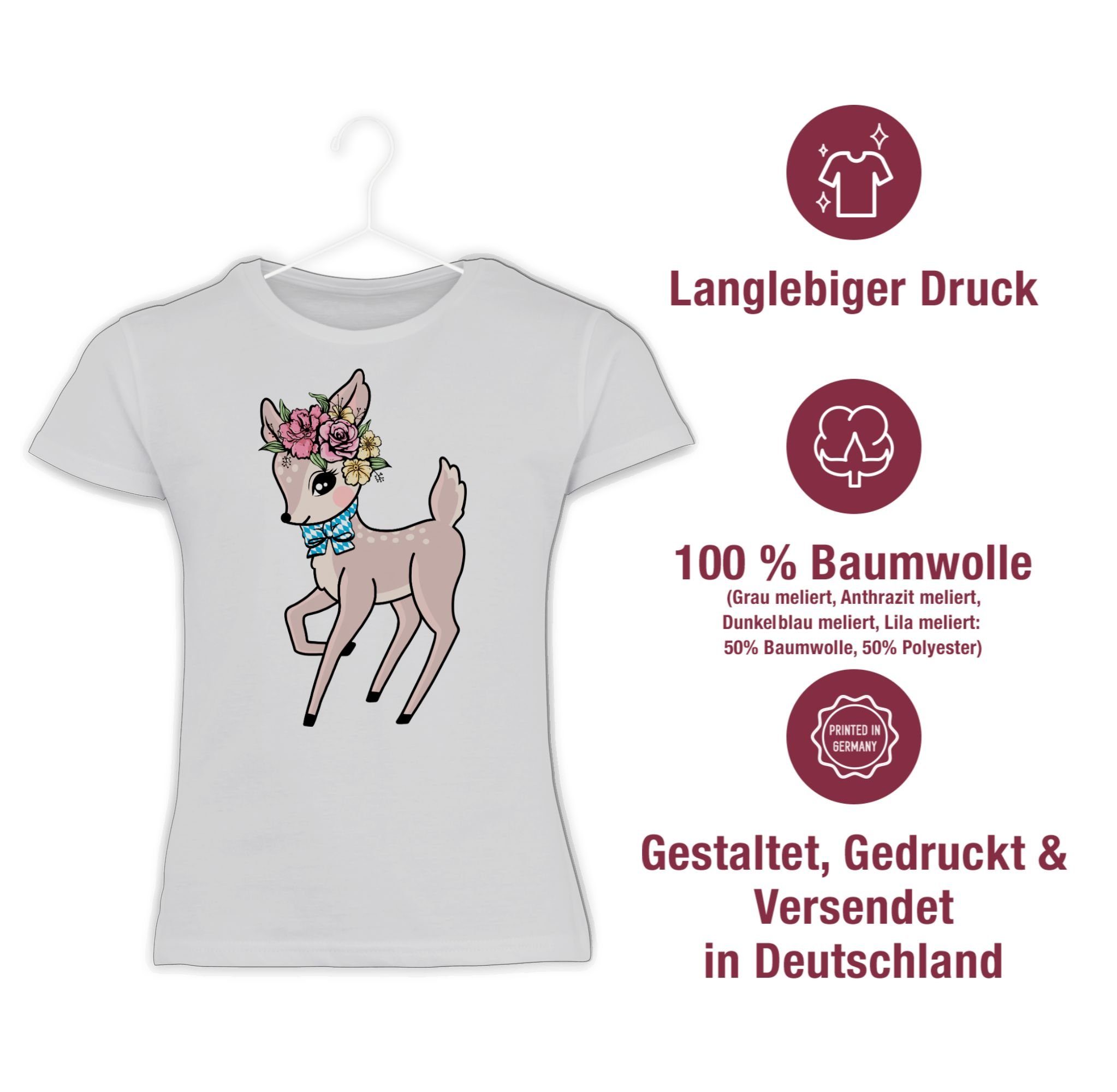 Kinder Mode Outfit Shirtracer für Oktoberfest Weiß 1 Rehkitz T-Shirt Reh