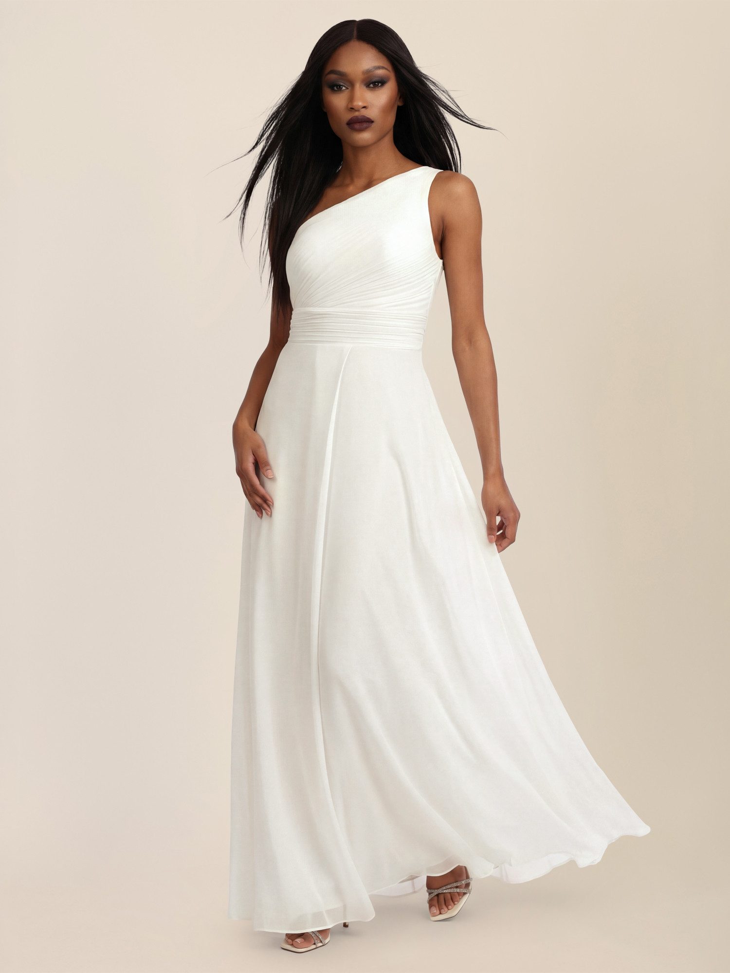 Apart Chiffonkleid mit One-Shoulder-Design