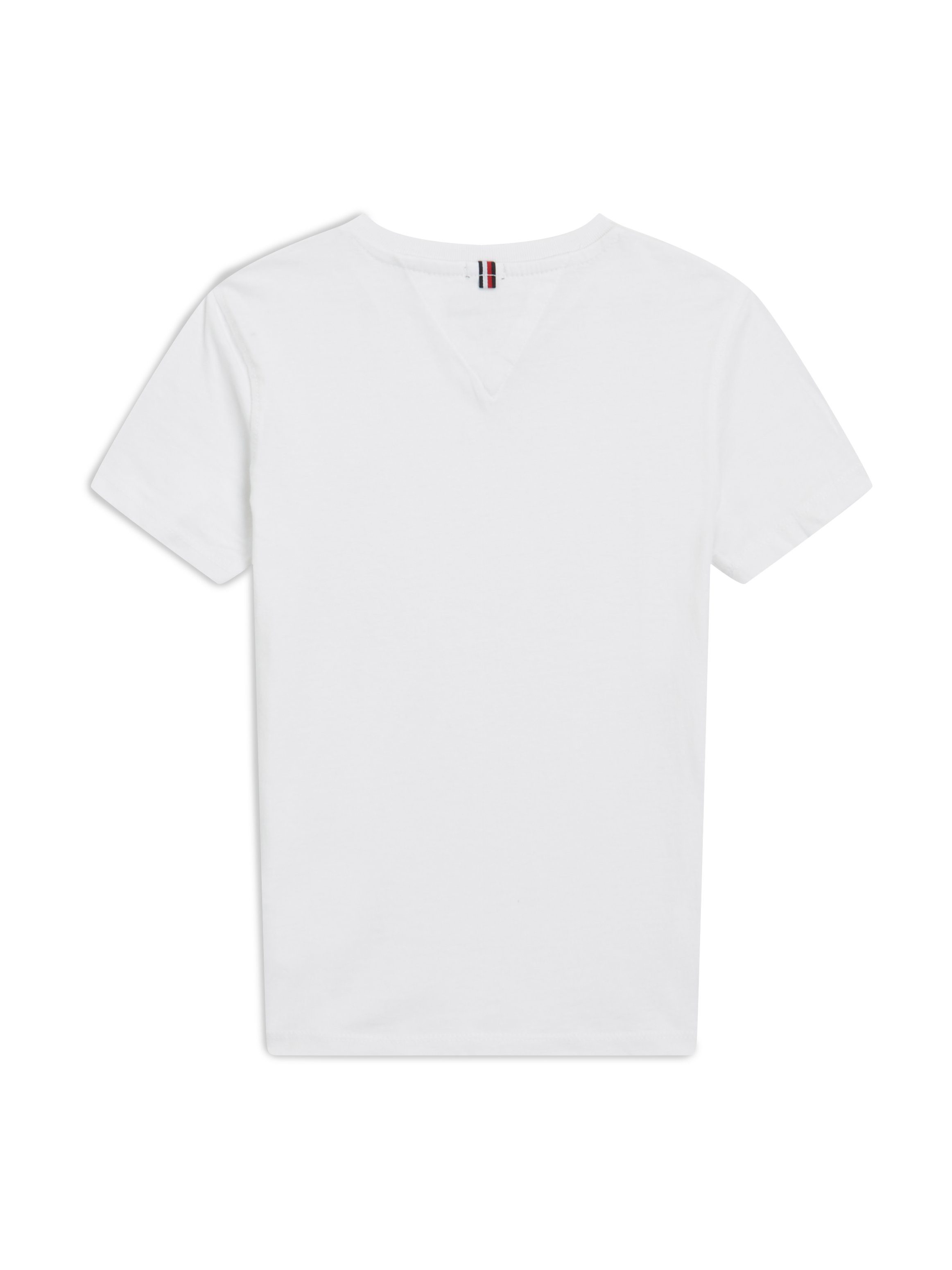 Bright_White V-Shirt Hilfiger BASIC Logo-Flag KNIT VN Tommy BOYS mit Tommy Hilfiger S/S