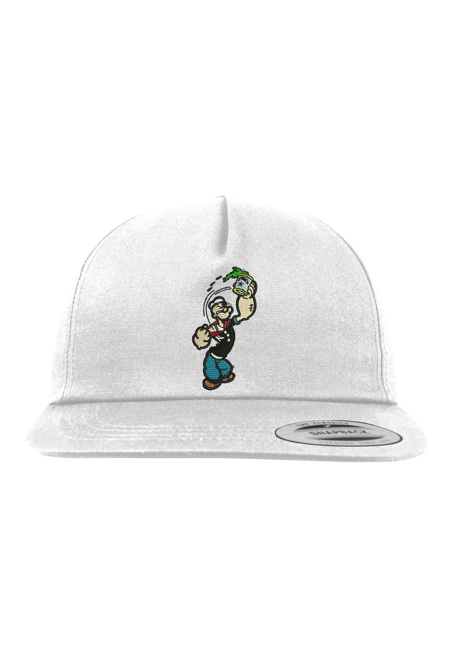 Youth Designz Baseball Cap Popeye Unisex Snapback Cap mit modischer Logo Stickerei Weiß