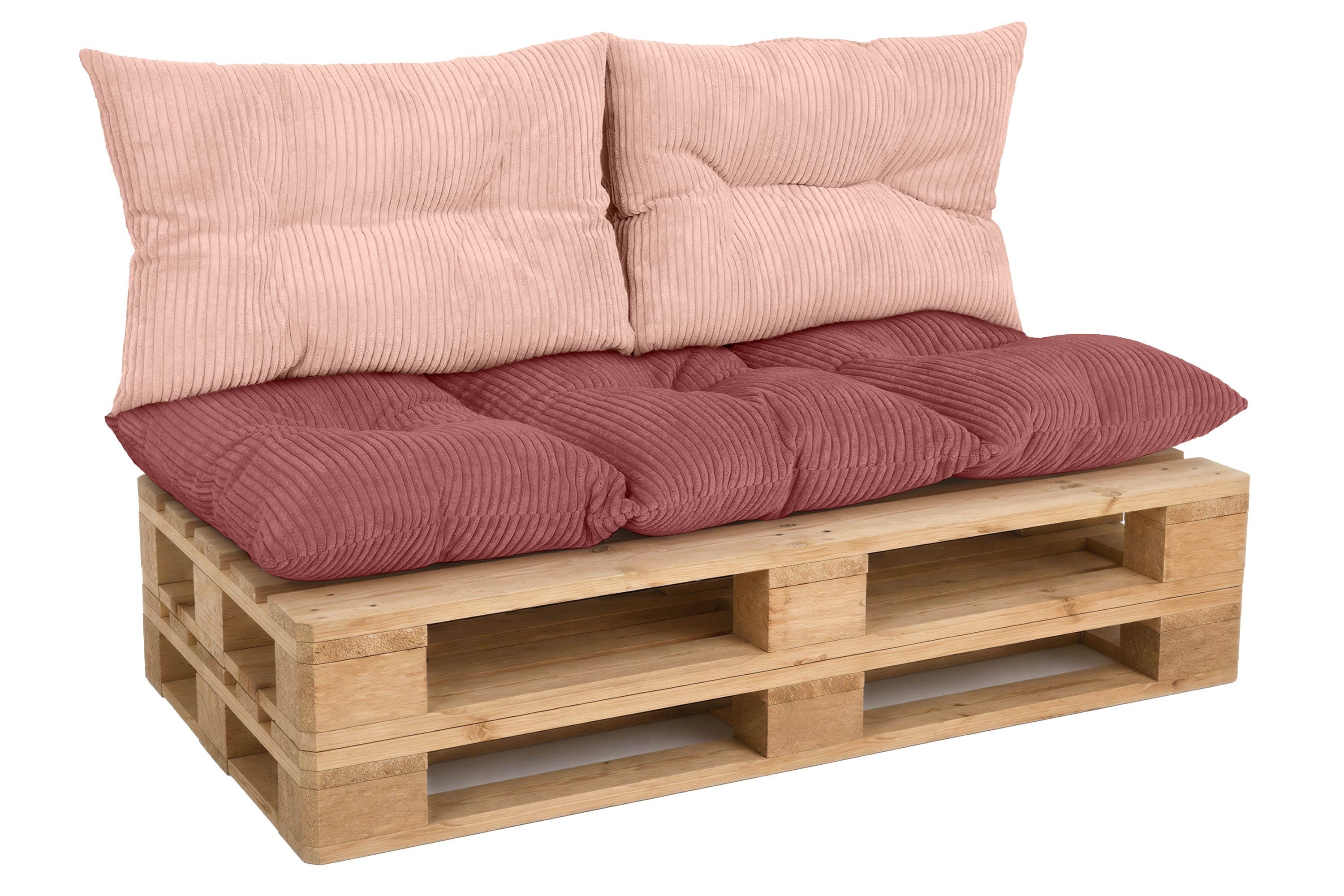 Amilian Palettenkissen Set 3-teilig Palettenauflagen für Europaletten, Balkon, Terrasse, Sitzkissen 120x60 cm + 2x Kissen 40x60 cm