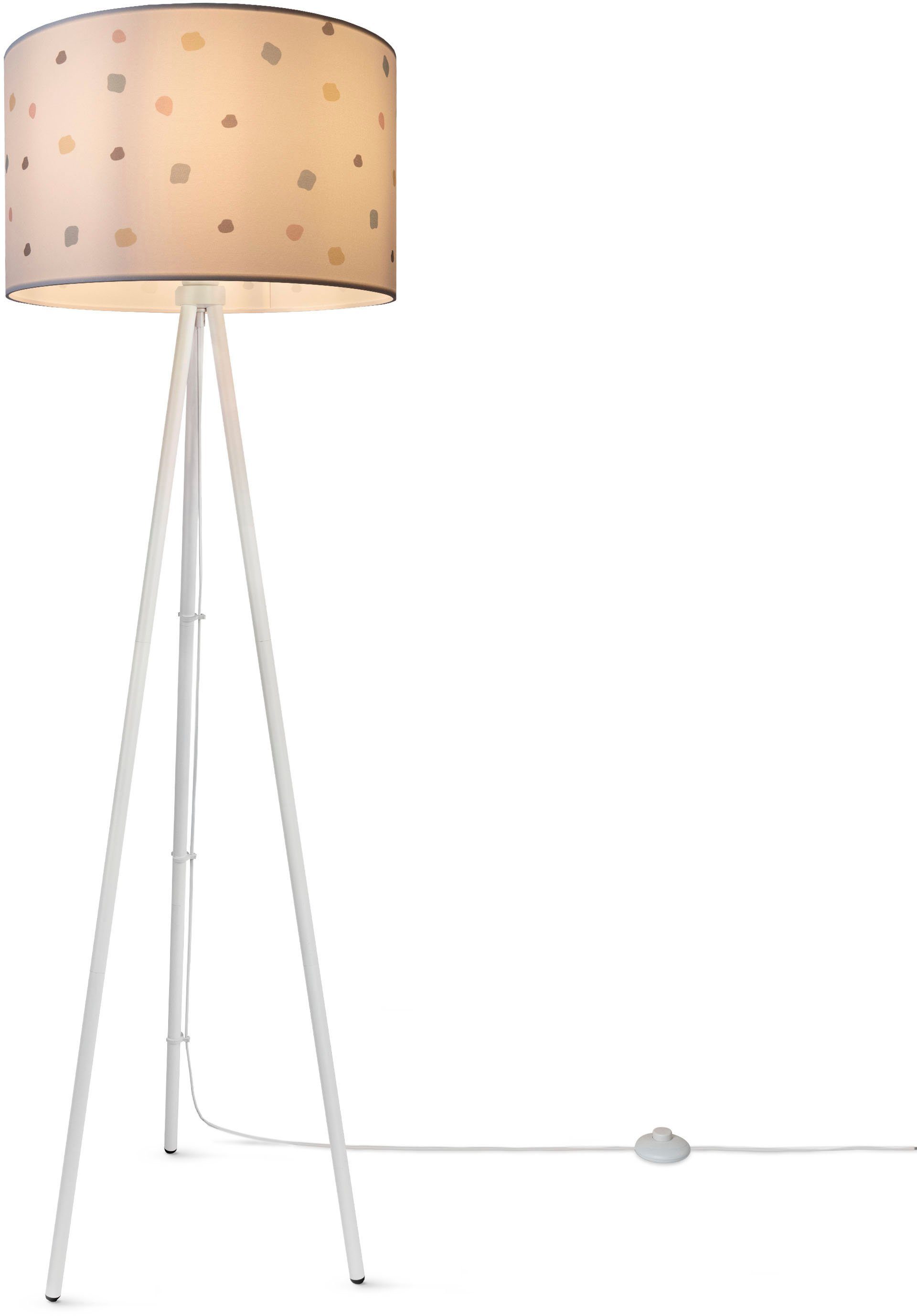 Bunt Home Standlampe Stecker Dreibein Mit Punkte Paco Dots, ohne Leuchtmittel, Stoff Stehlampe Lampenschirm Rund Trina