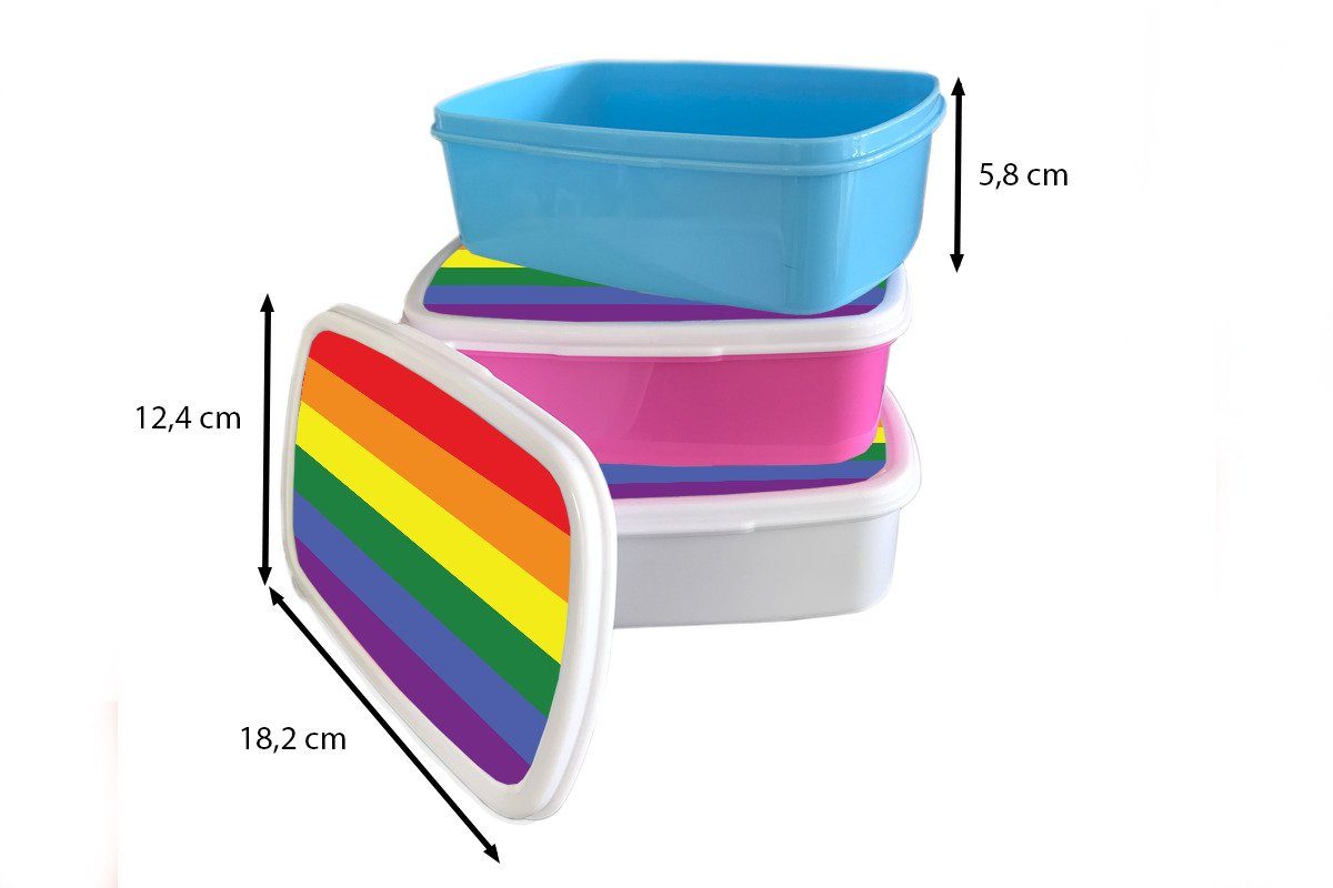 MuchoWow Lunchbox Regenbogenflagge - Stolzflagge Mädchen weiß Brotbox für Erwachsene, Kinder Kunststoff, Liebe, und Brotdose, - Jungs (2-tlg), für und