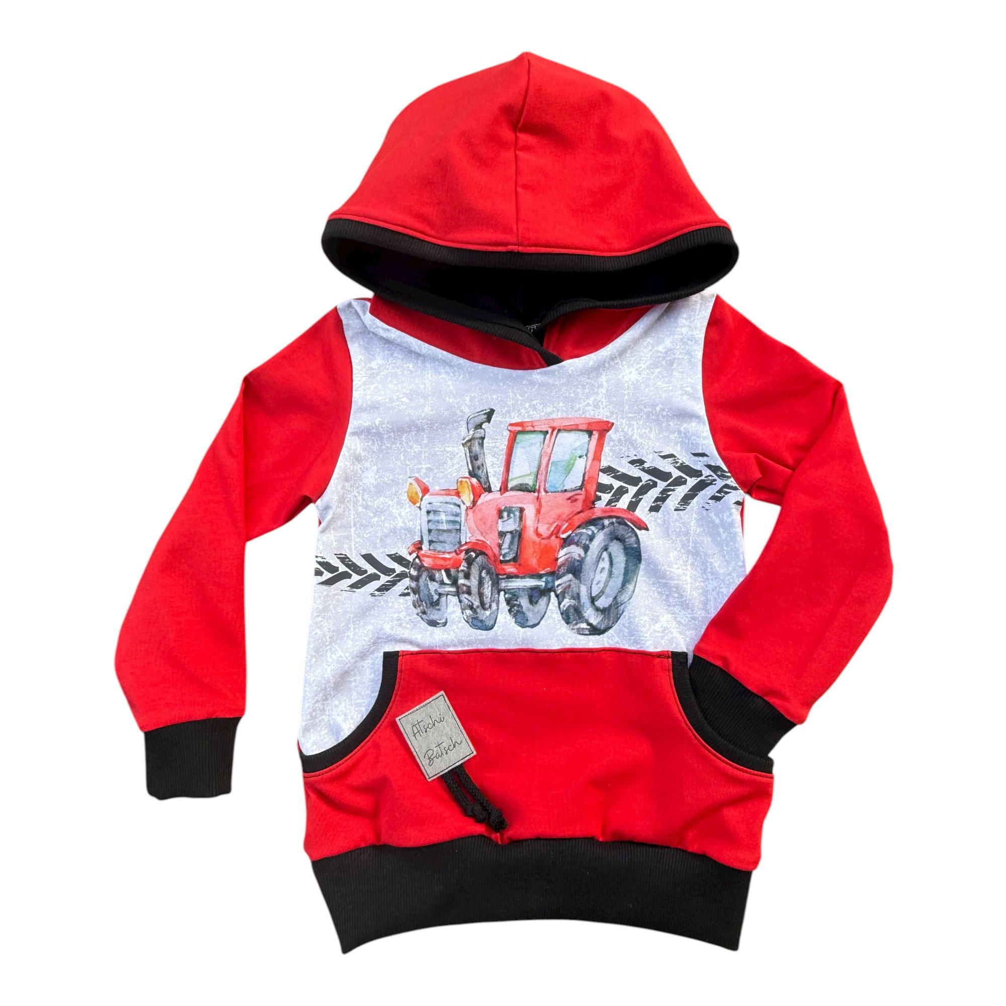 Hoodie Hoodie Traktor rot mit Bauchtasche