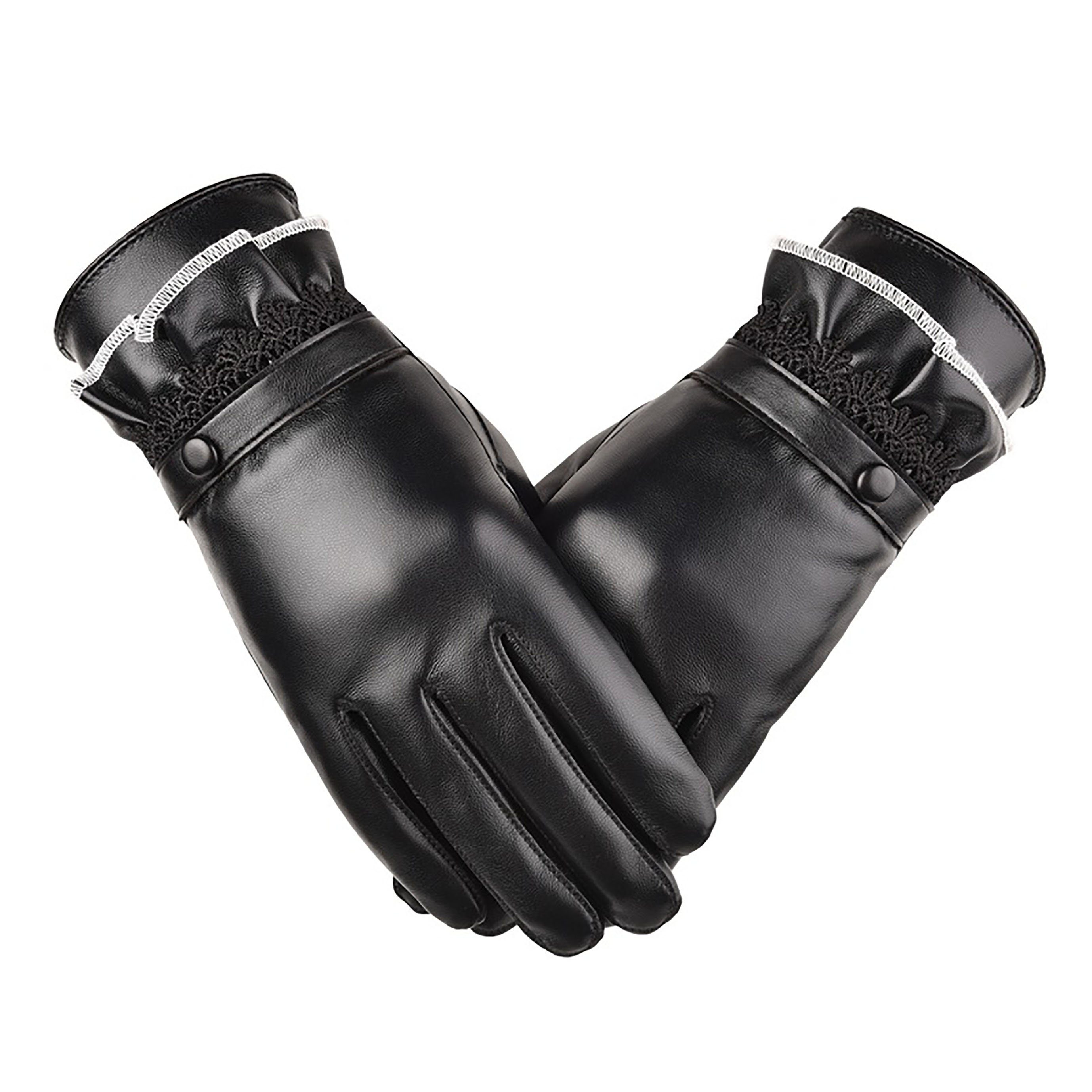 SRRINM Trikot-Handschuhe Warme Lederhandschuhe gepolsterte