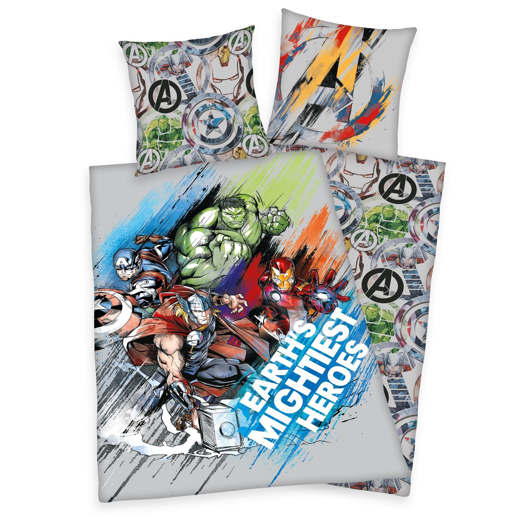 Kinderbettwäsche Avengers Wende Постільна білизна 80 x 80 cm + 135 x 200 cm 100% Baumwolle, Herding