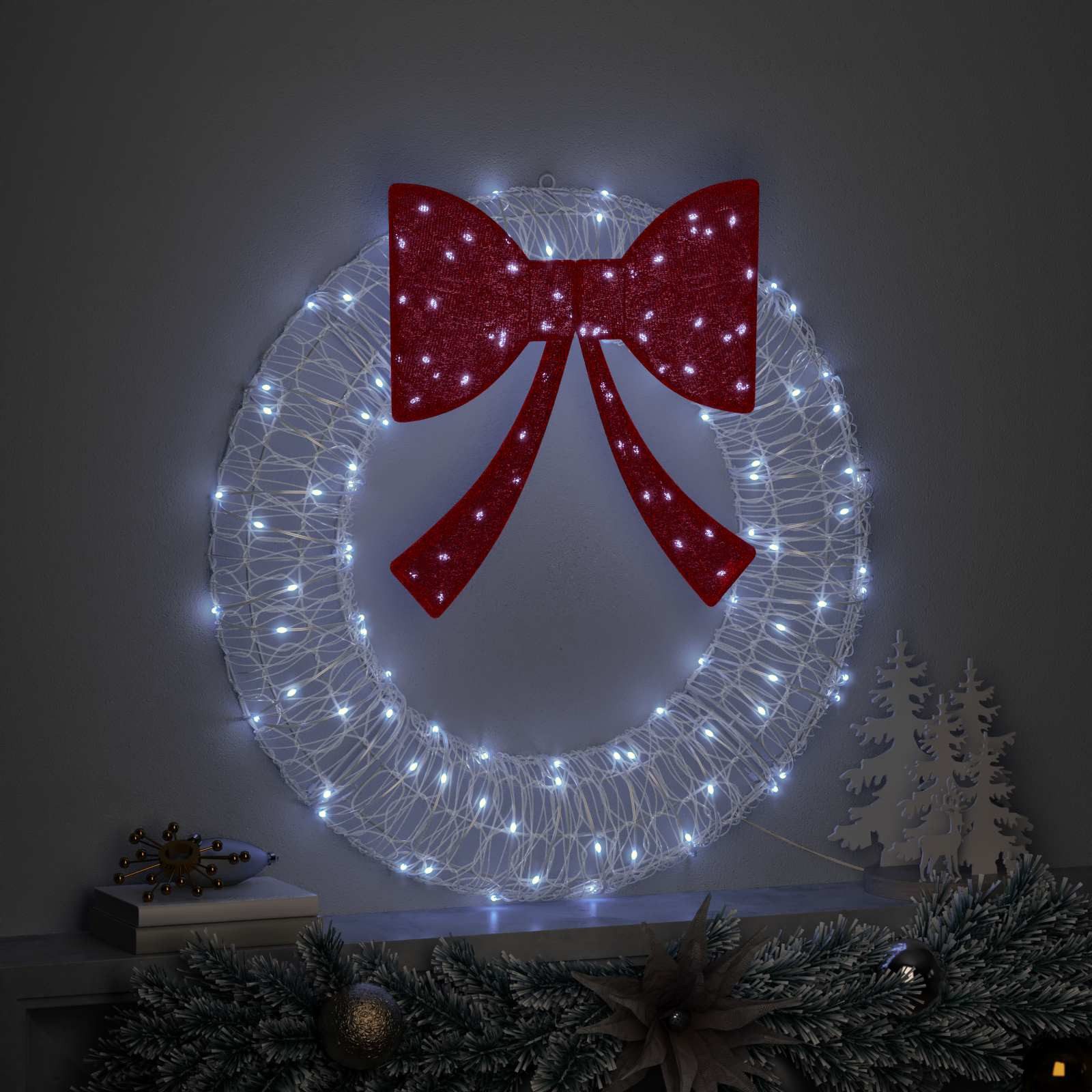 vidaXL Christbaumschmuck Kranz mit 60 LEDs Kaltweiß 76 x 8,5 x 76 cm Acryl günstig online kaufen