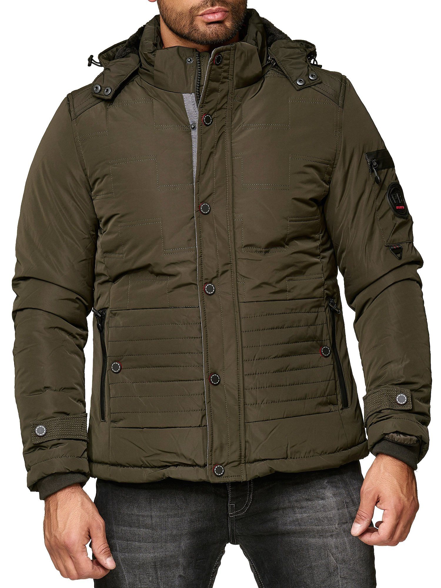 Winterjacke Herren-Jacke Winterjacke Männer-Jacke Parka Kapuzenjacke mit Teddy-Fle
