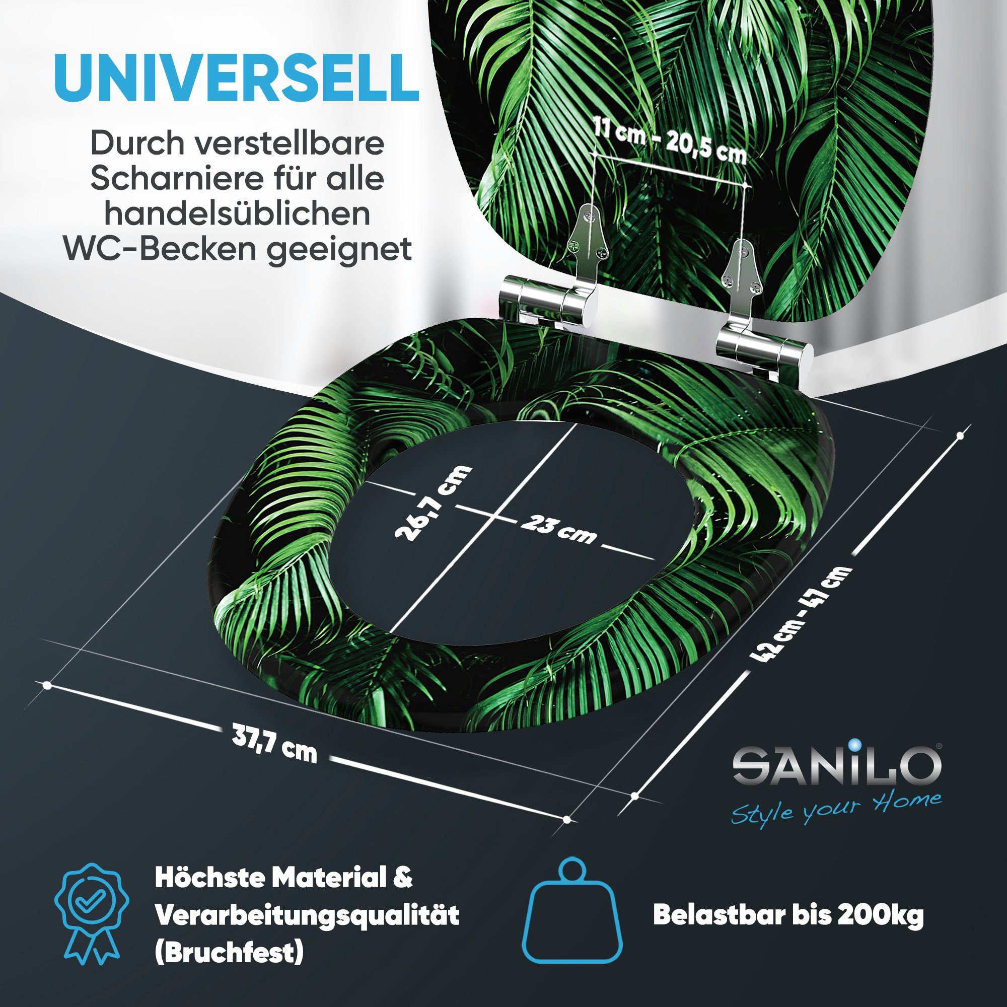 Sanilo WC-Sitz Palmdream mit Absenkautomatik, Toilettendeckel direkt vom Hersteller, hochwertig & modern mit Motiv, universell, leichte Montage – Bild 4 von 5