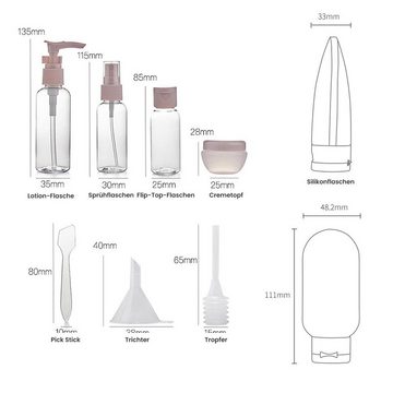 MAGICSHE Make-Up Organizer 11-teiliges Silikon Reise Flasche Set, Multi Farbe, Lecksichere, nachfüllbare und komprimierbare leere Plastikflaschen