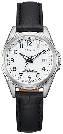 Citizen Funkuhr EC1180-14A, Armbanduhr, Damenuhr, Solar, Lederarmband, Saphirglas, Datum