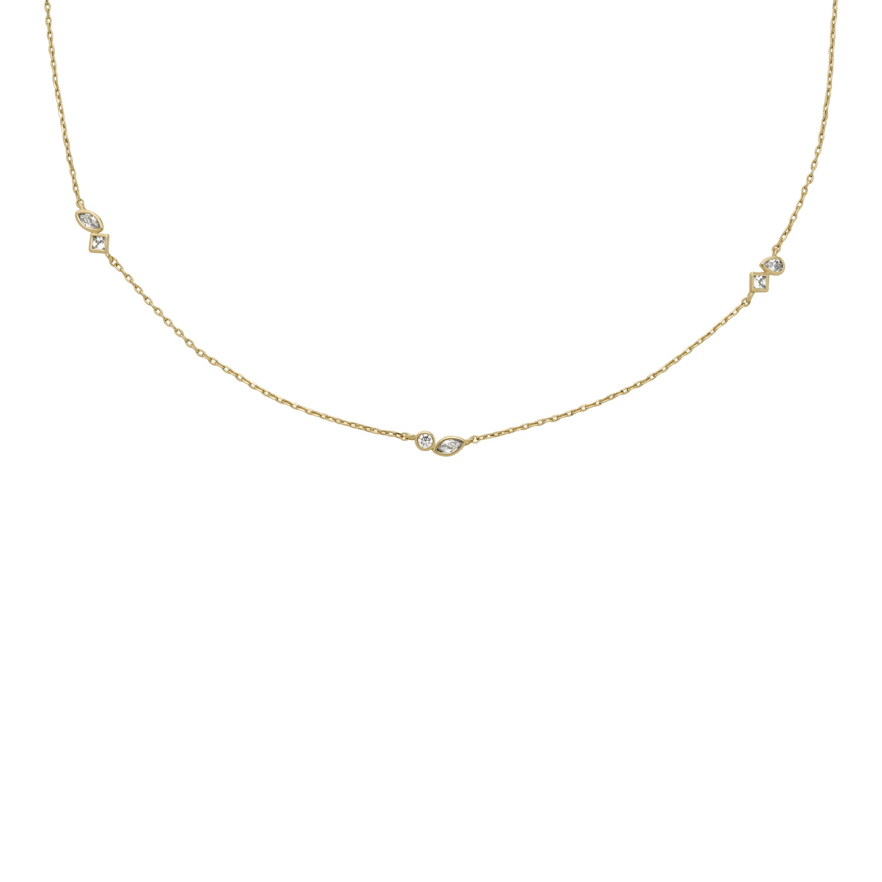 Fossil Kette ohne Anhänger Schmuck Geschenk Metall Halskette ELLIS, mit Zirkonia (synth)