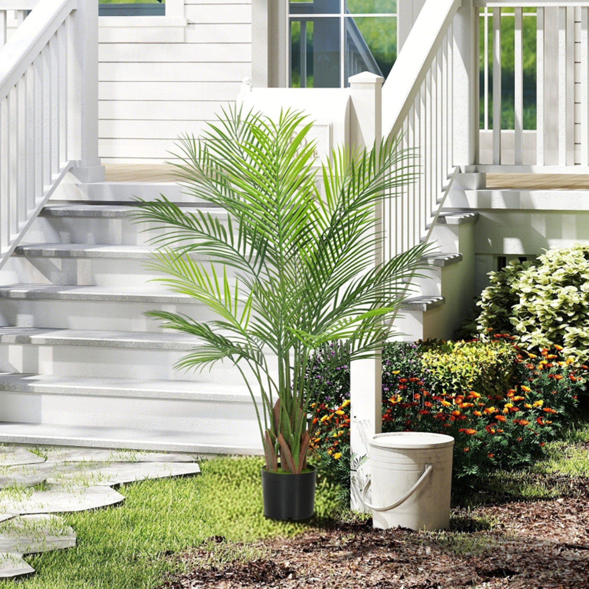 Kunstpflanze Künstliche Palme groß 120cm Kunstpflanze, Plastik Künstliche P günstig online kaufen