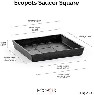 ECOPOTS Topfuntersetzer Quadratisch 45 Dunkelgrau, Zubehör für Ecopots Pflanzgefäße, für innen und außen: frostsicher, bruchsicher und lichtbeständig