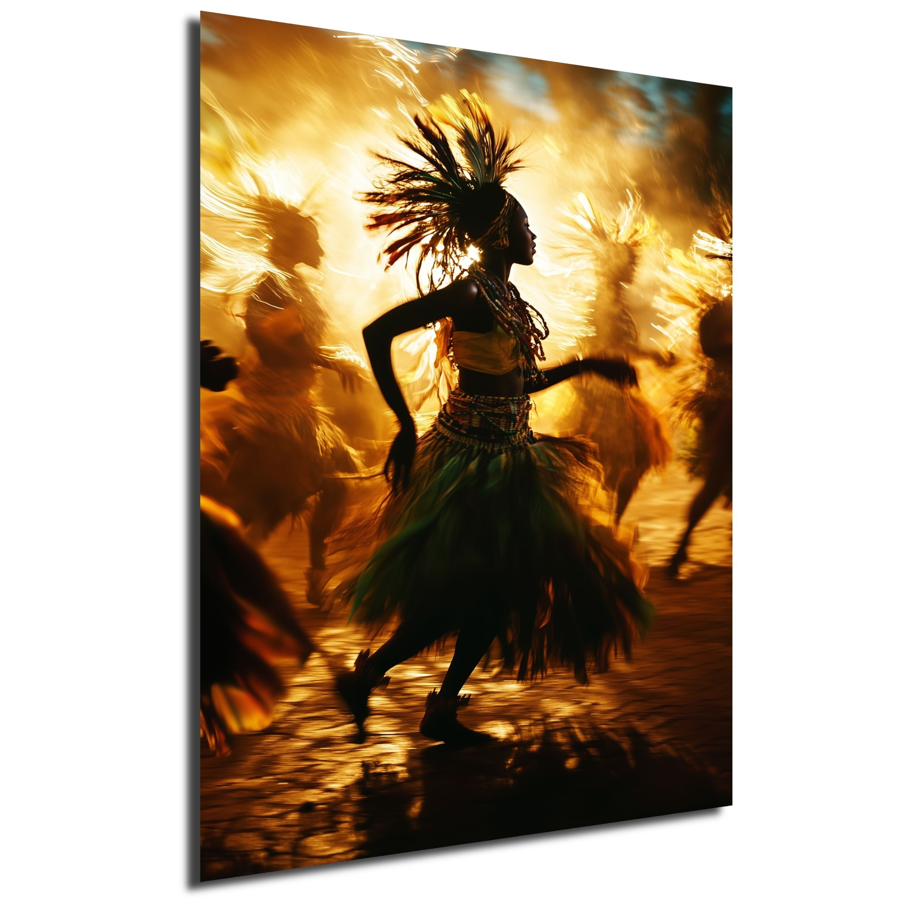 DARO Design Leinwandbild Modern Abstrakt Wandbilder XXL Wandbild Wand Deko Leinwand Bilder, (tanzender Häuptling - Bild Groß Wohnzimmer Schlafzimmer Küche Esszimmer Einteilig Querformat Fotodruck Leinwände Wanddeko Abstrakte Kunst Boho), 30x20cm