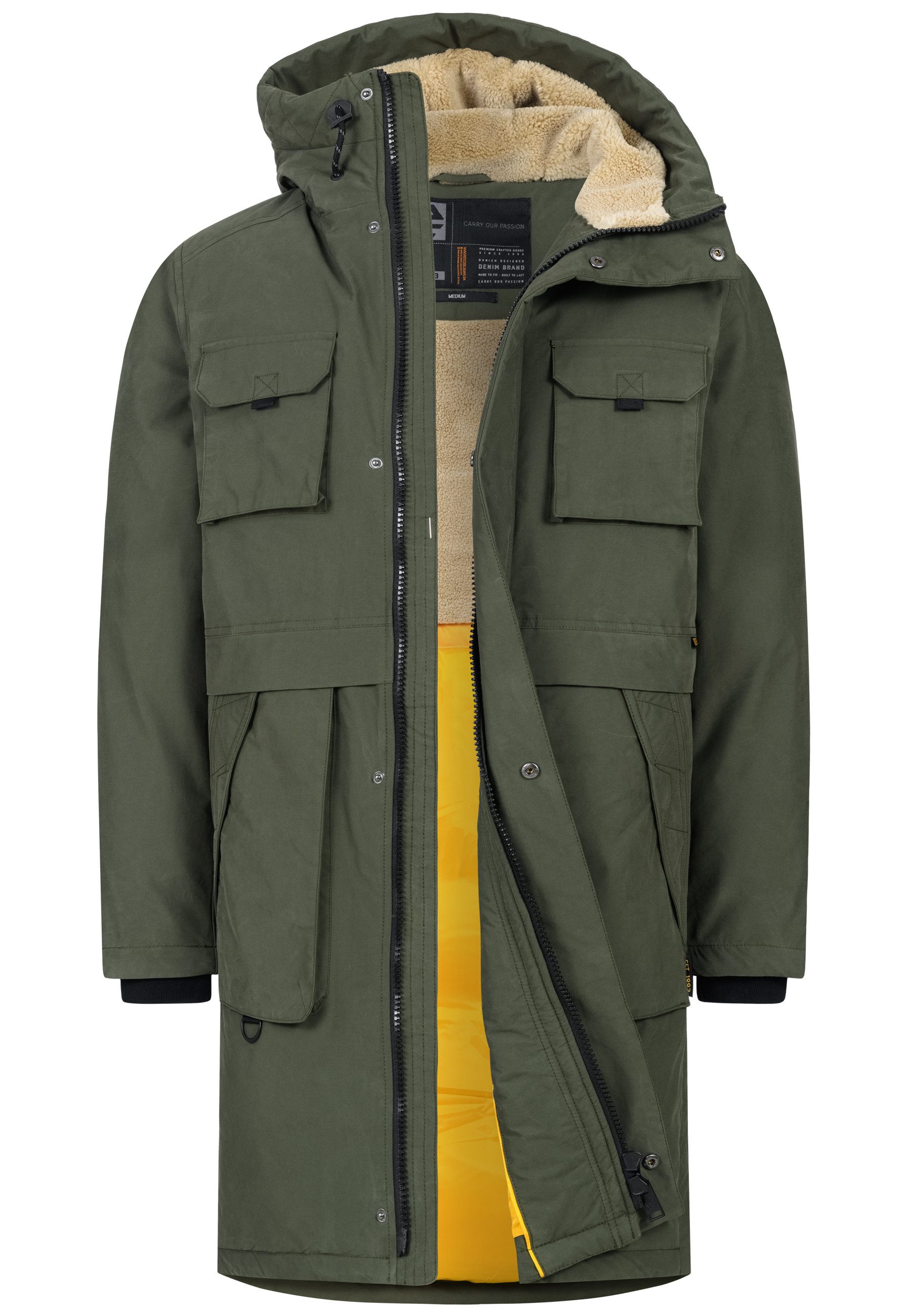Indicode Winterjacke Herren INKristof Herrenparka Herrenjacke Langer Parka mit wärmender Wattierung