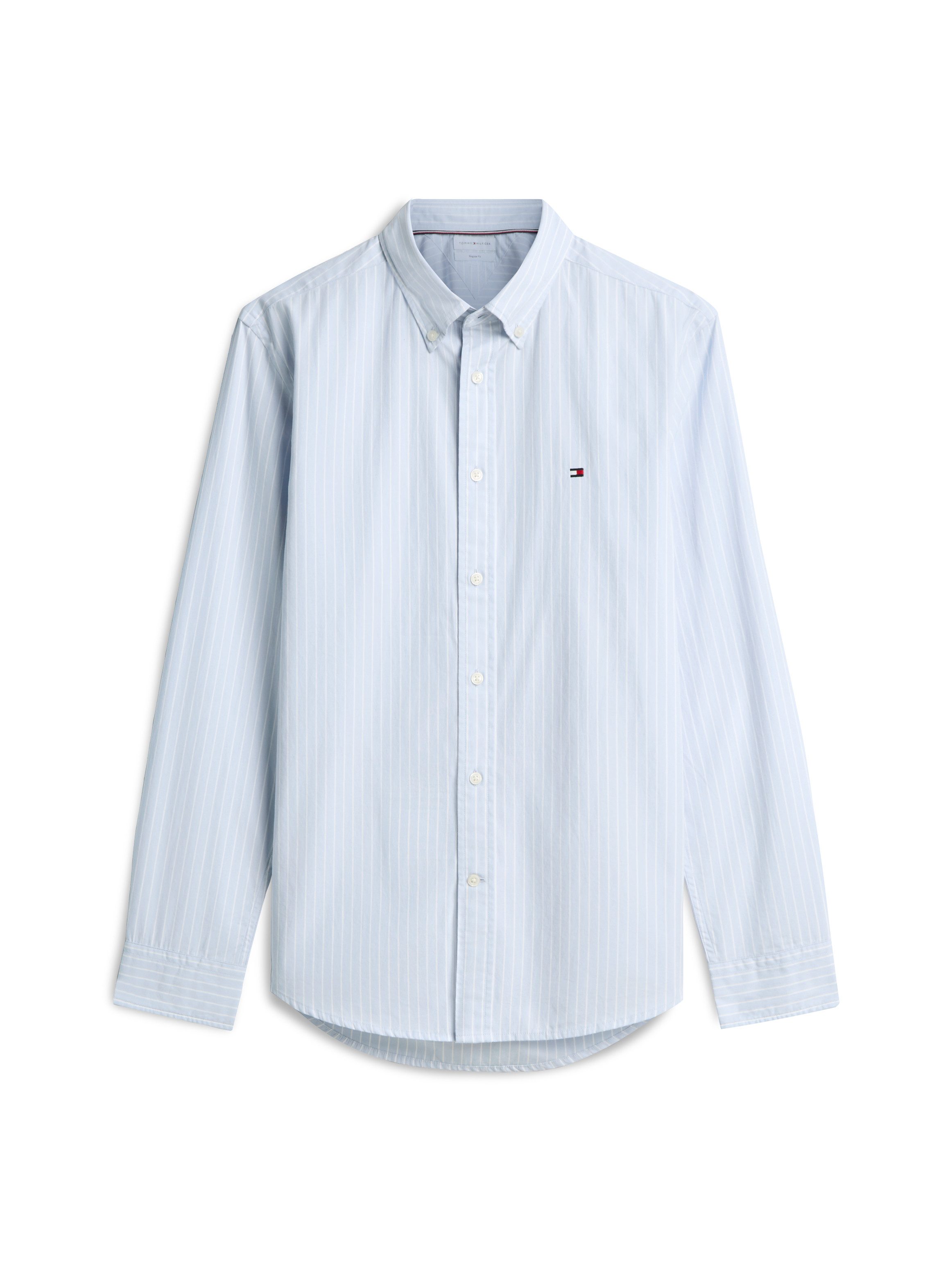 Tommy Hilfiger Langarmhemd FLEX HAIRLINE POPLIN REGULAR FIT Button-down-Kragen, gestreift