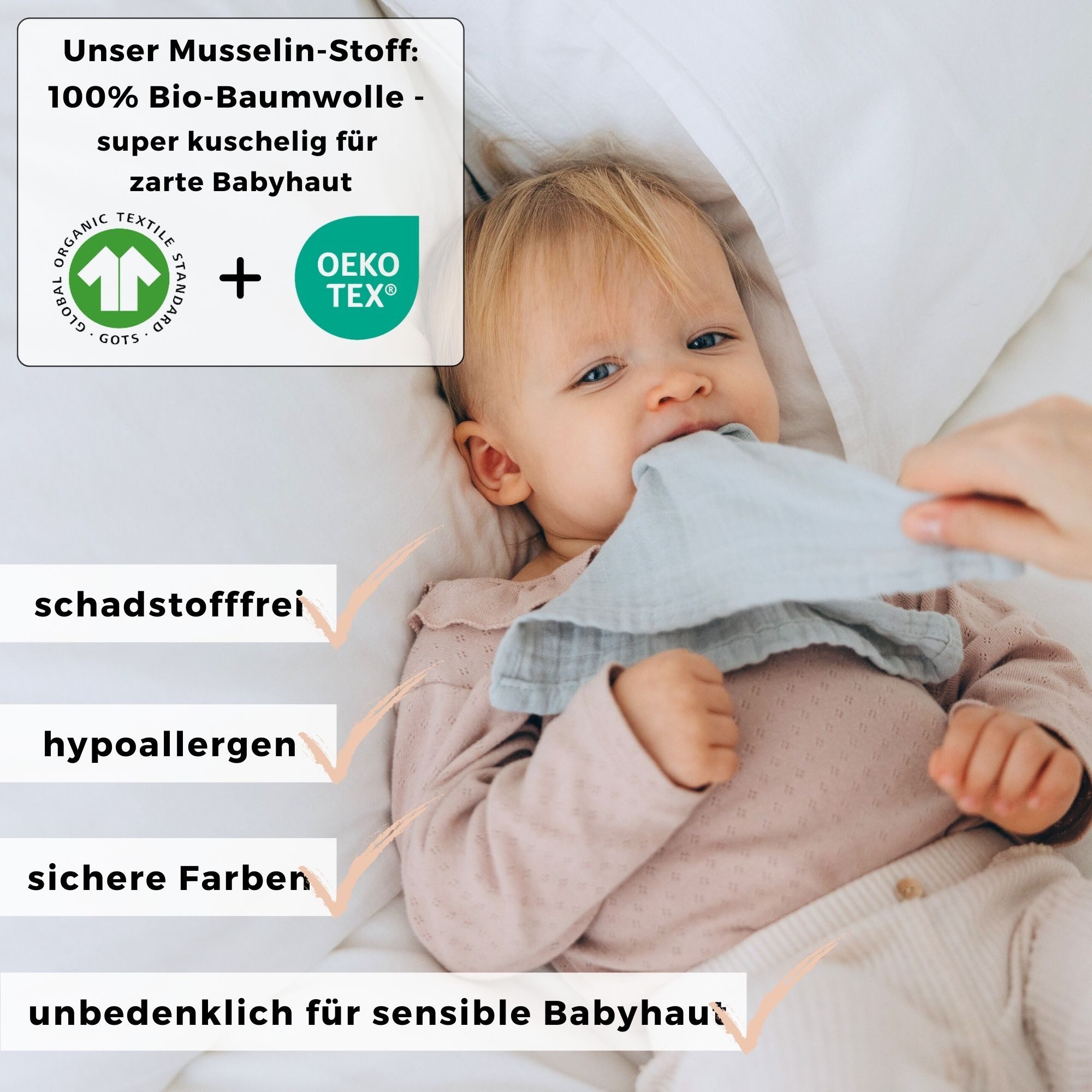 furora BABY Spucktuch Baby Mulltücher Sets (Bio-Musselin: super soft) 80x80cm oder 25x25cm, Sehr weich