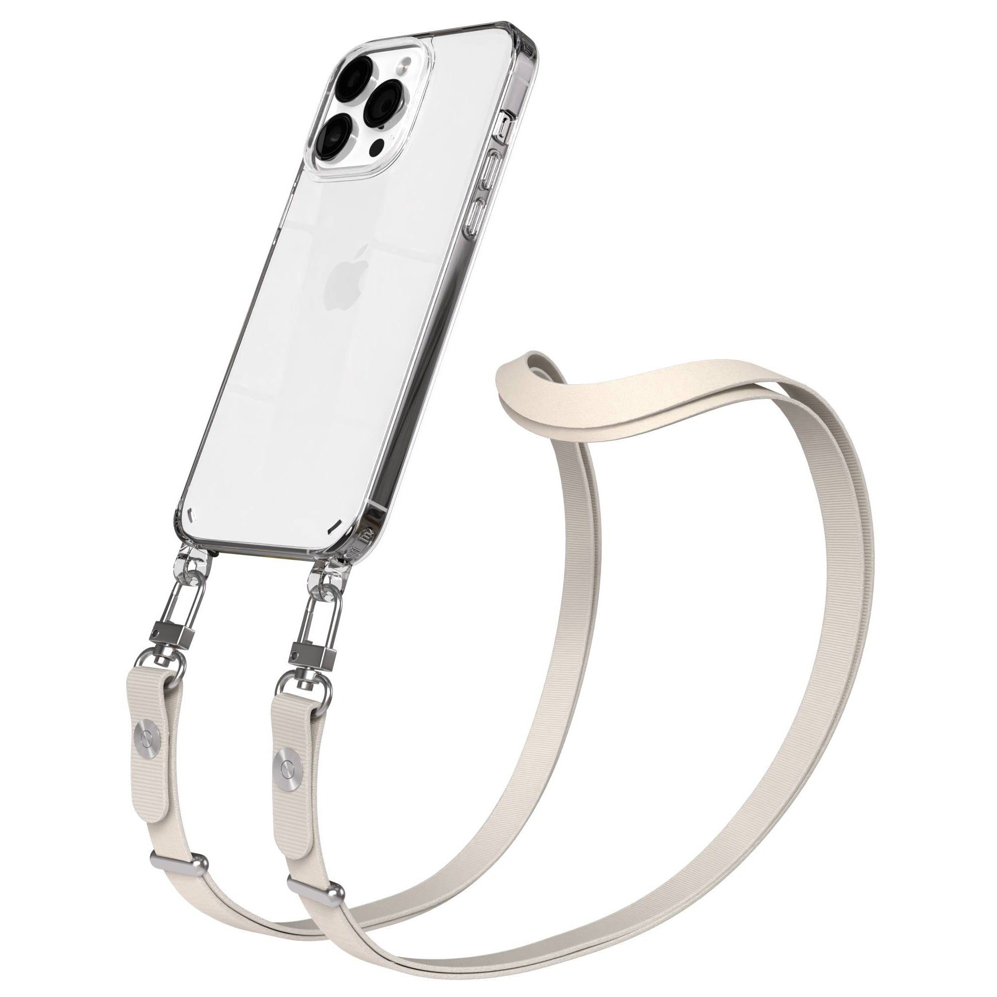 EAZY CASE Handykette für Apple iPhone 14 Pro Max Handyhülle mit Handyband magnetisch, Verstellbares Handyband in Taupe mit Magnetverschluss bis 1,90 m