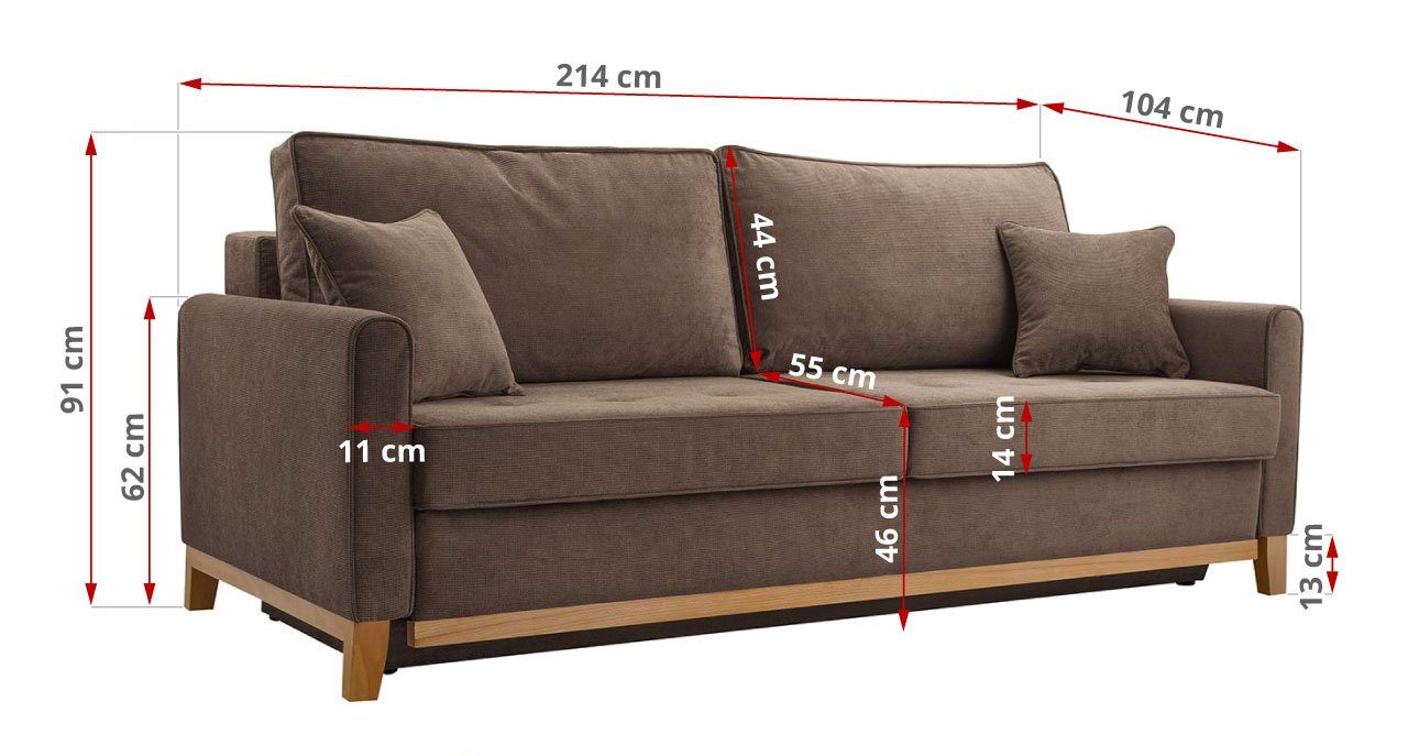 freistehend ARRAS, Federndes Sitzpolster Sofa MÖBEL mit Rückenkissen, abnehmbaren MKS