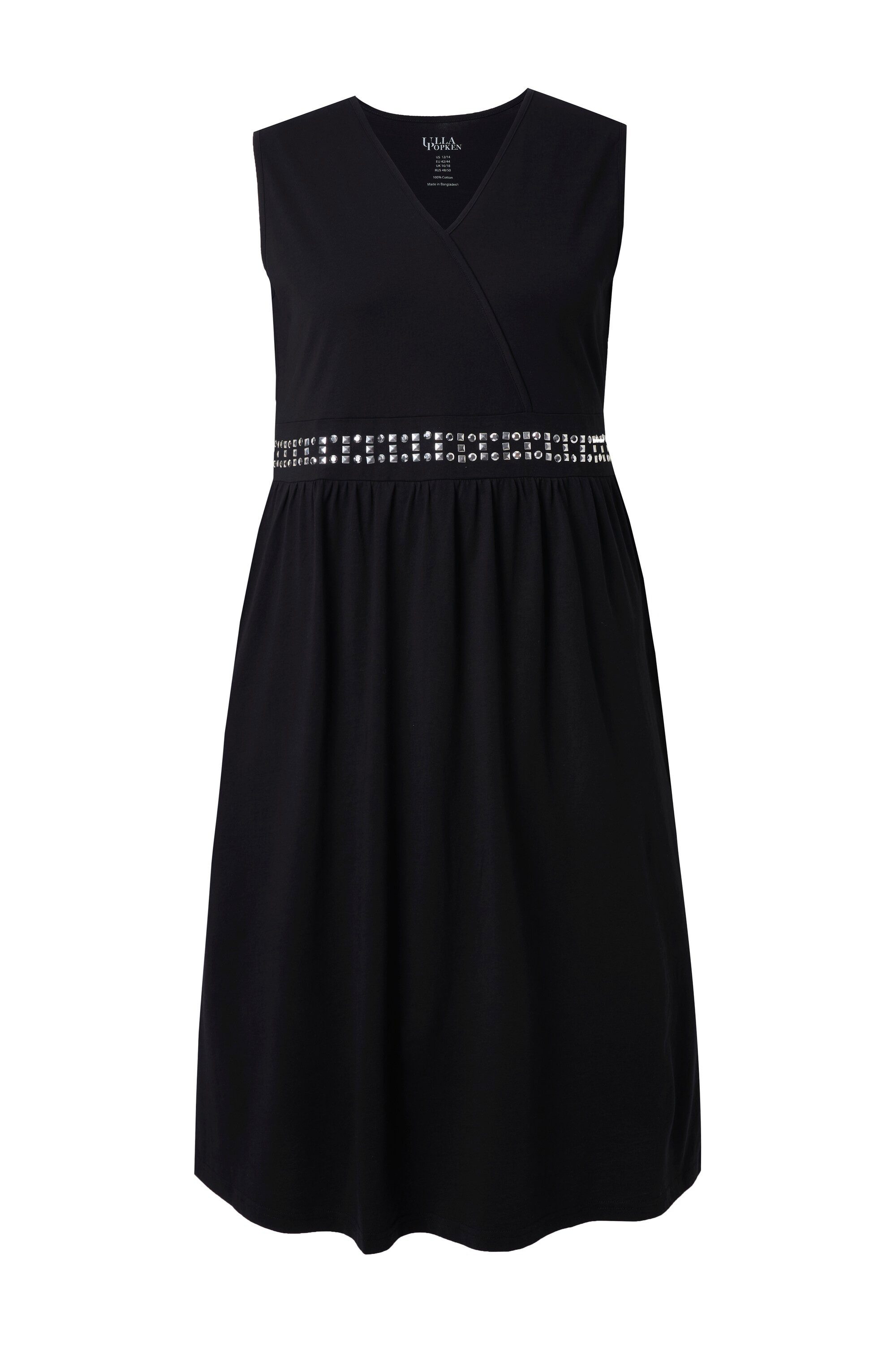 Maxikleid Midikleid Stickerei Wickeloptik V-Ausschnitt